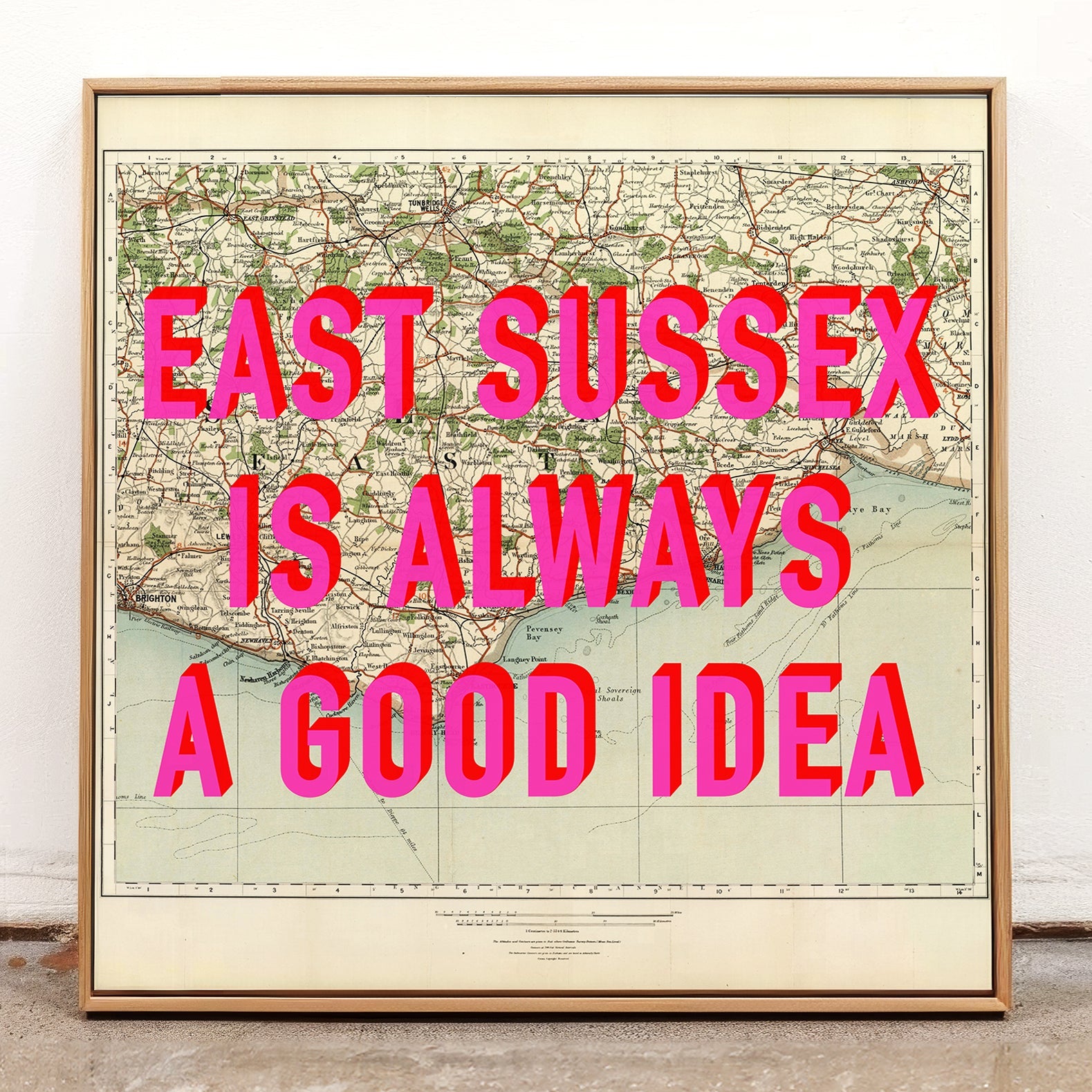 East Sussex Retro Pop Art Map Print - Magic Posters