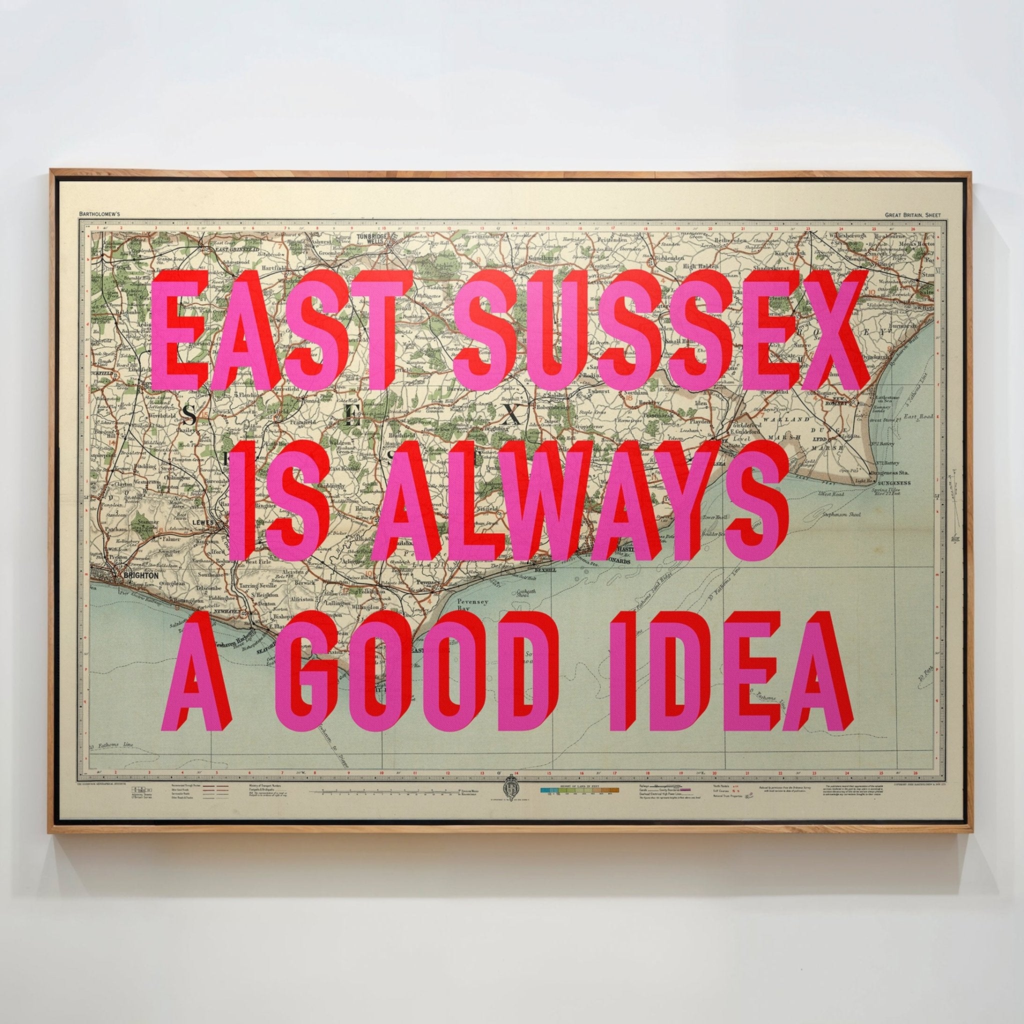 East Sussex Retro Pop Art Map Print - Magic Posters