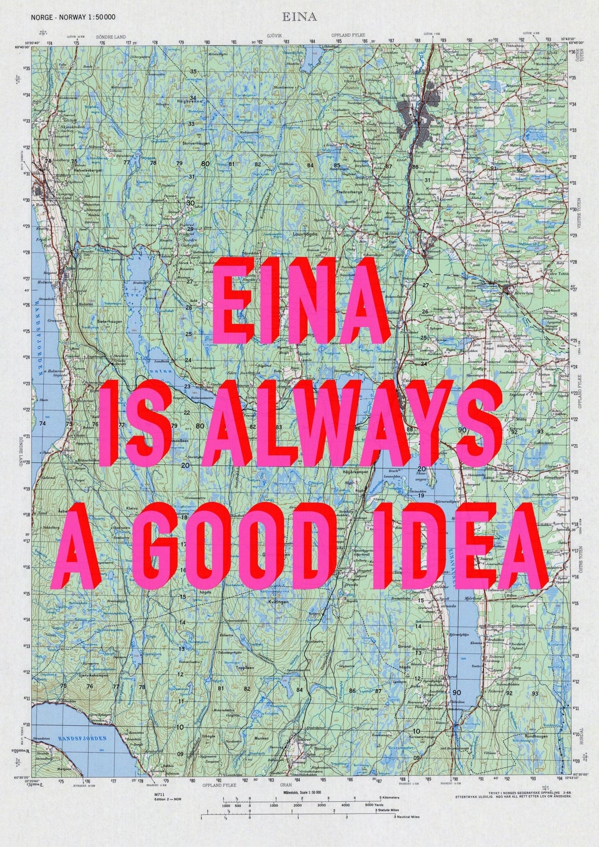 Eina Retro Pop Art Map Print (portrait) - Magic Posters