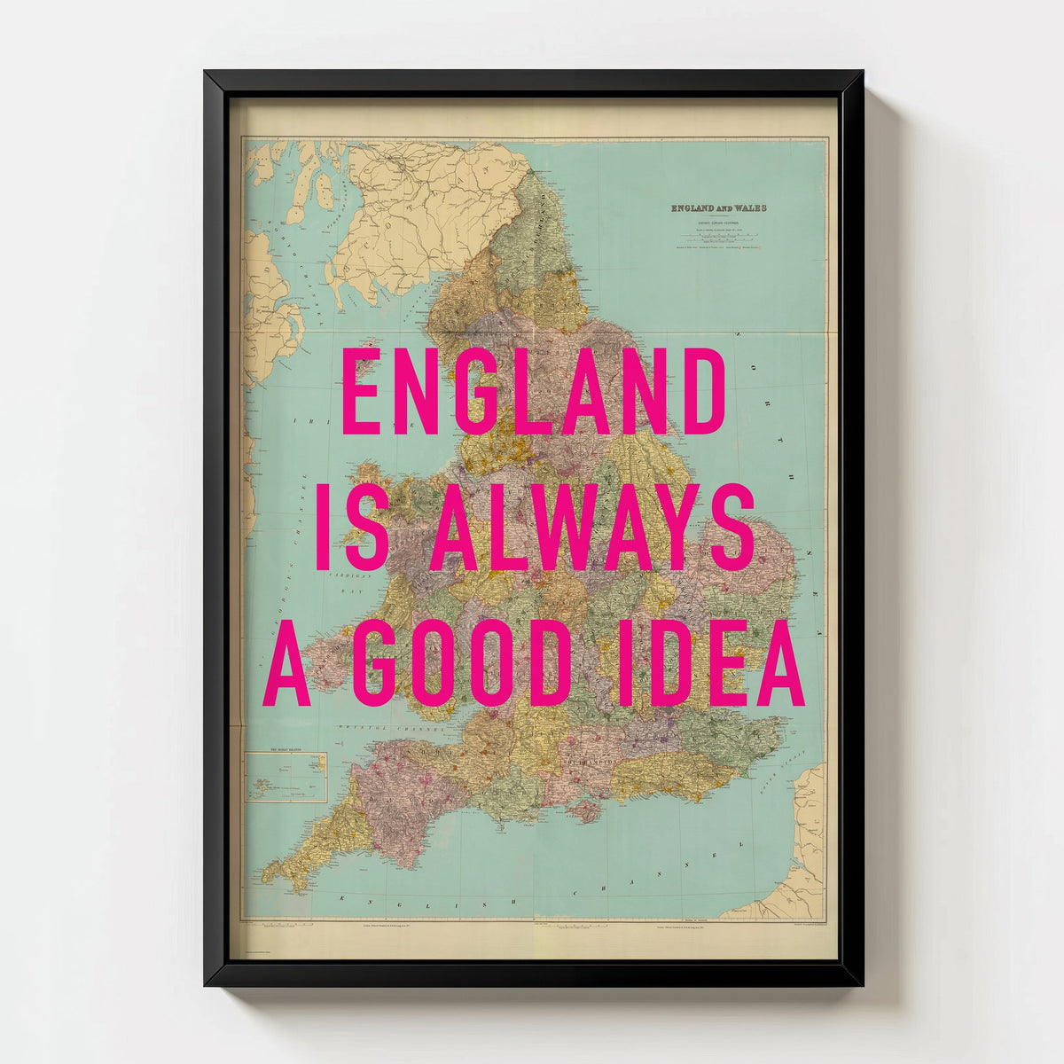England Retro Pop Art Map Print (portrait) - Magic Posters