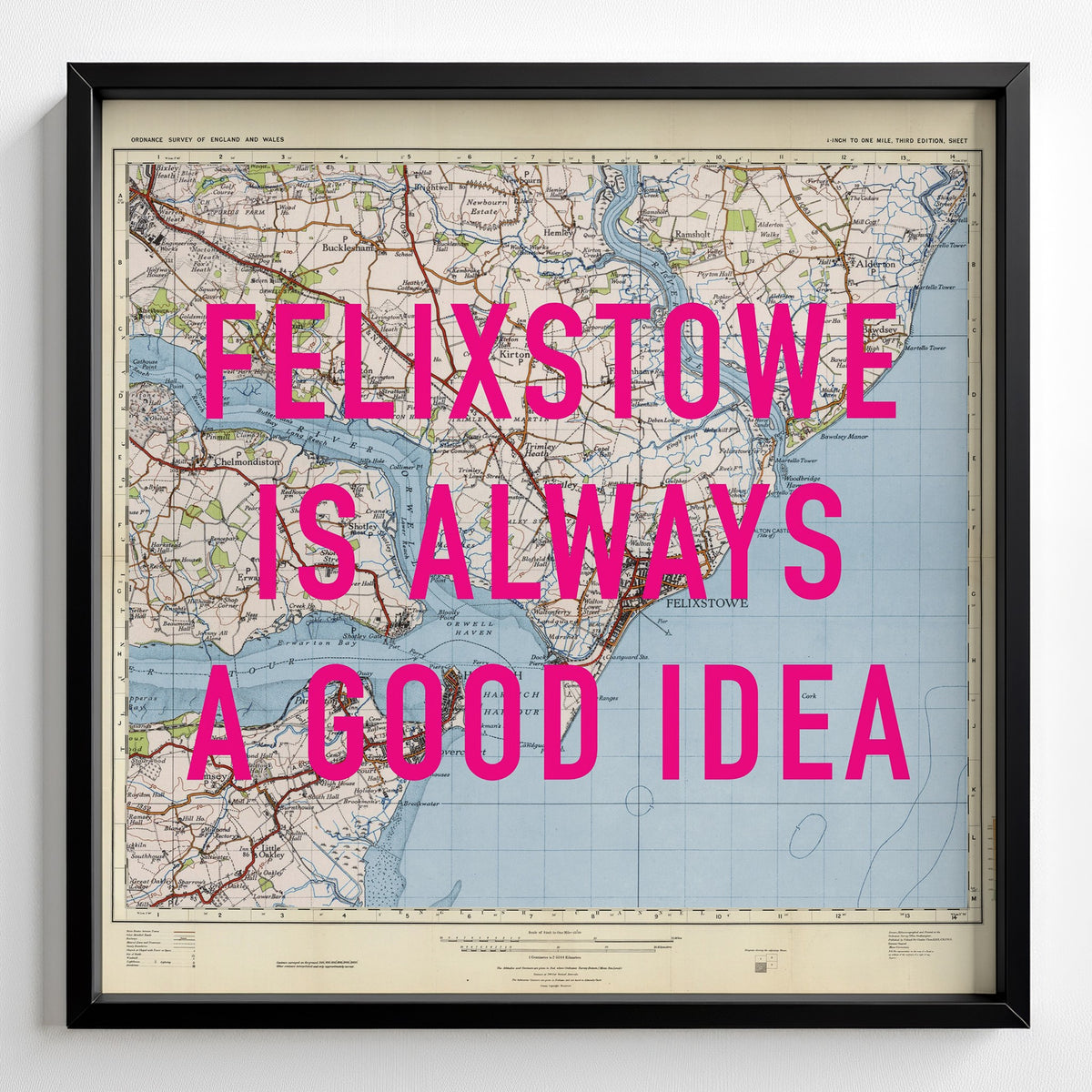 Felixstowe Retro Pop Art Map Print (square) - Magic Posters