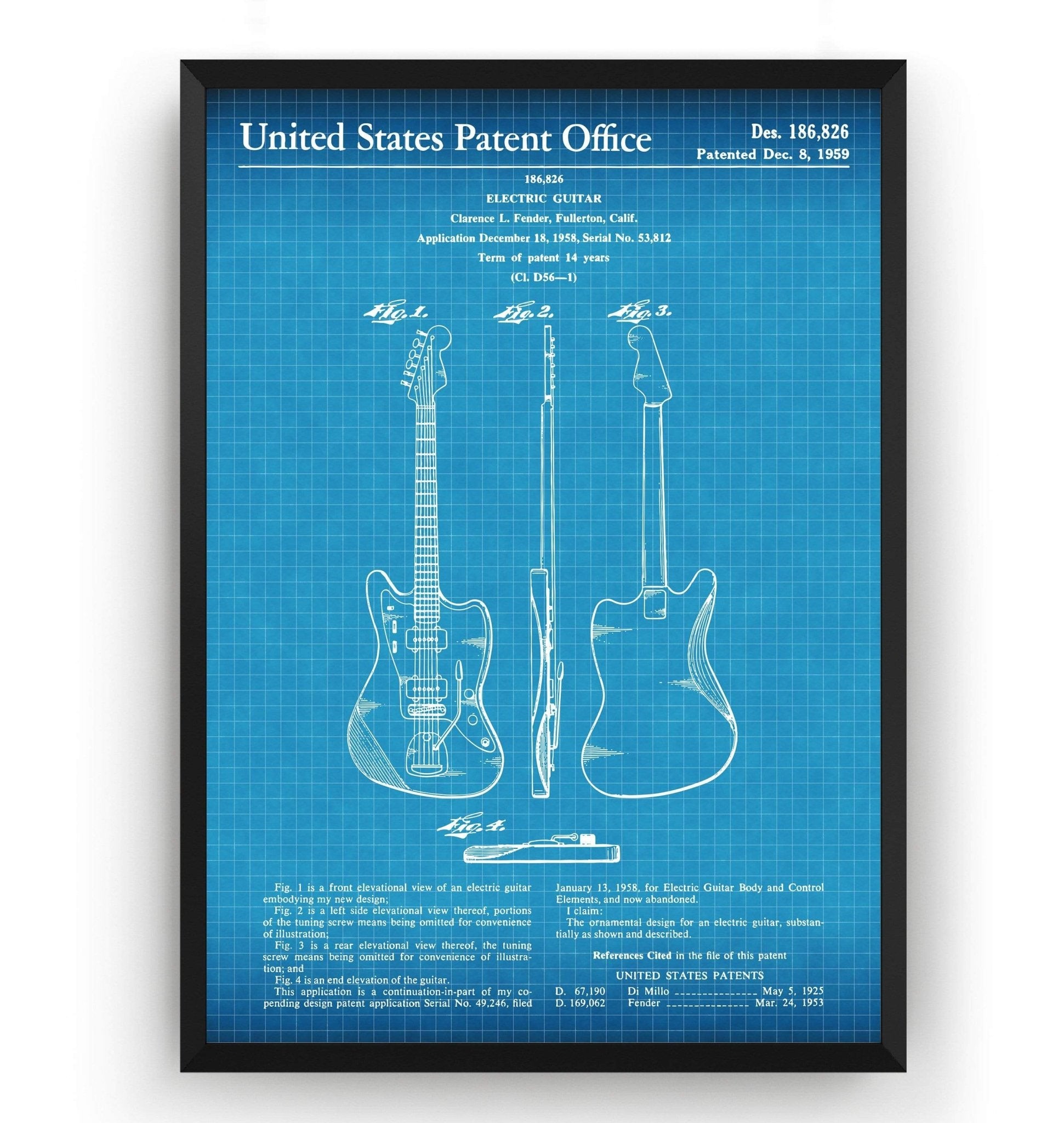 Fender Jazzmaster Guitar 1959 Patent Print - Magic Posters