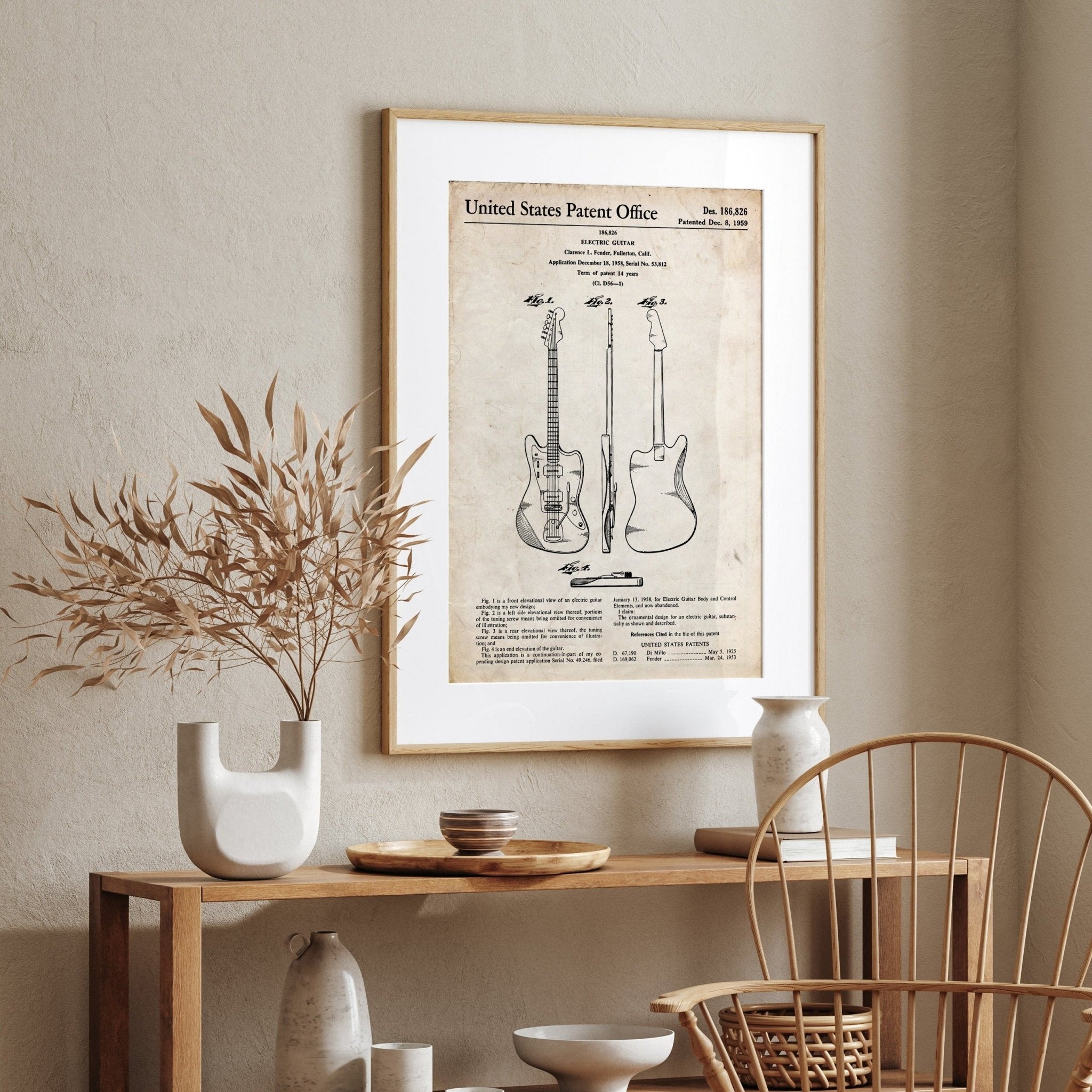 Fender Jazzmaster Guitar 1959 Patent Print - Magic Posters