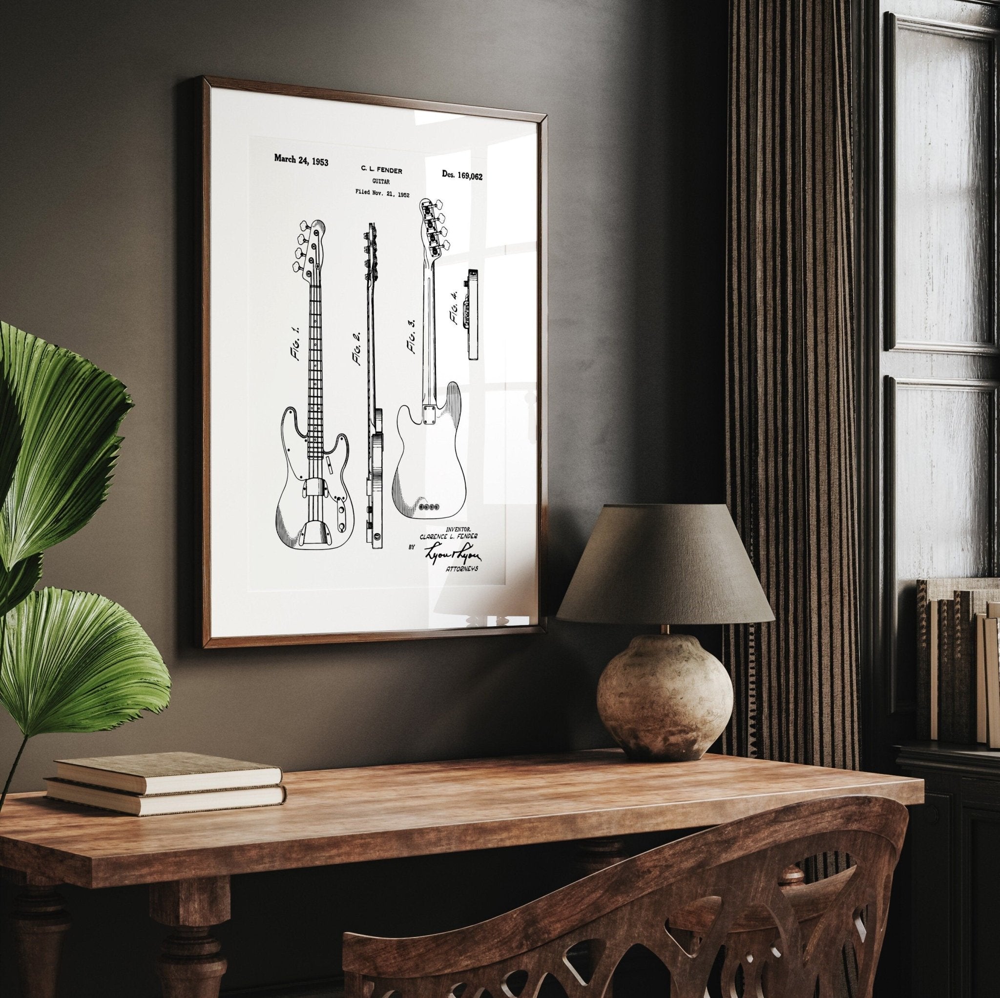 Fender Telecaster 1953 Bass Guitar Patent Print - Magic Posters