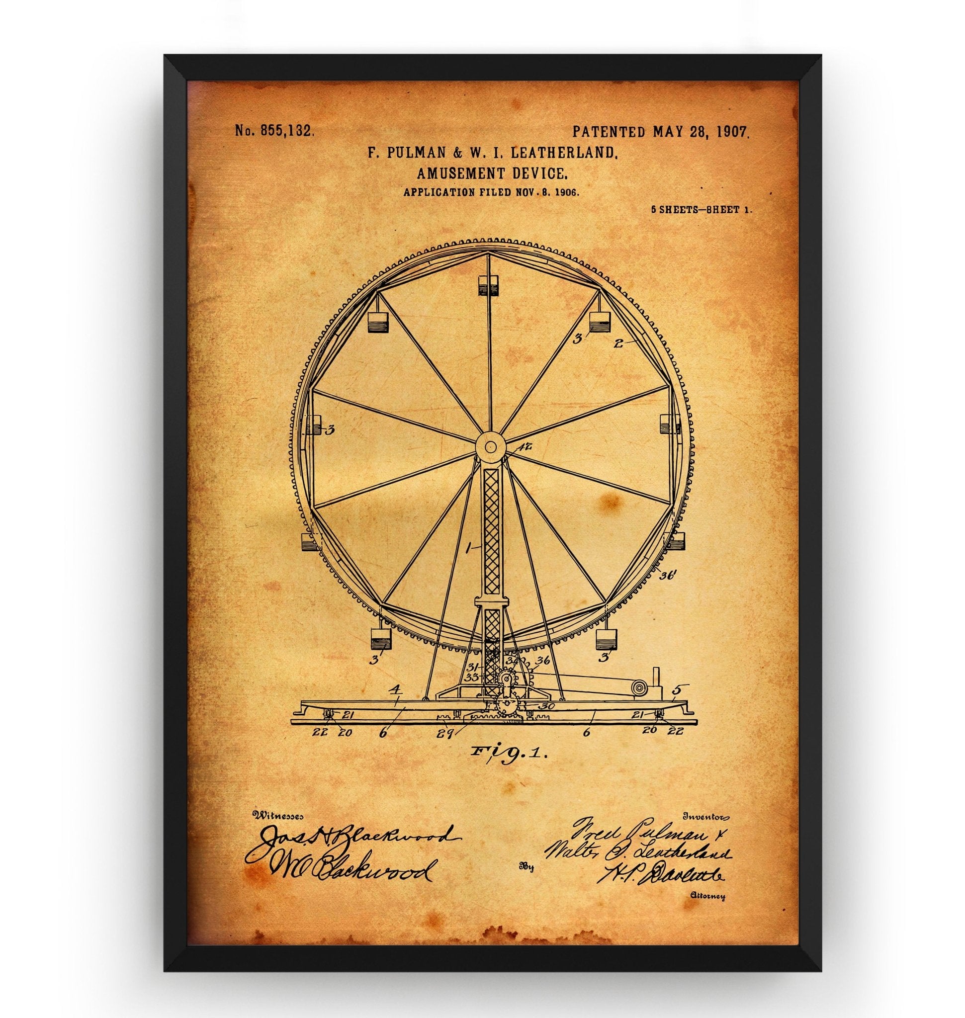 Ferris Wheel 1907 Patent Print - Magic Posters