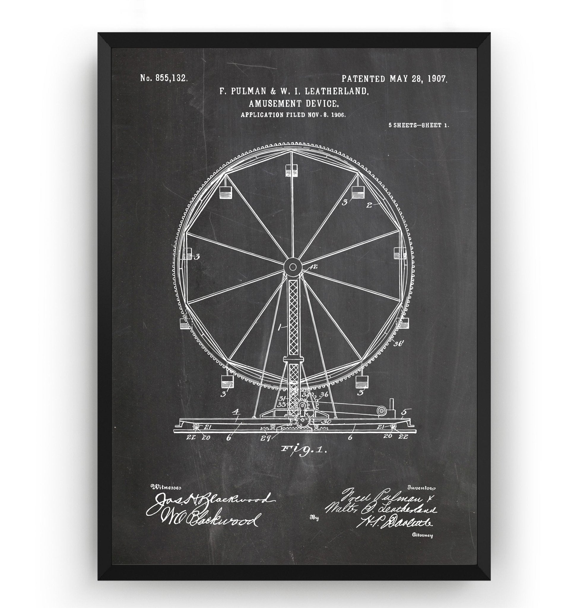 Ferris Wheel 1907 Patent Print - Magic Posters