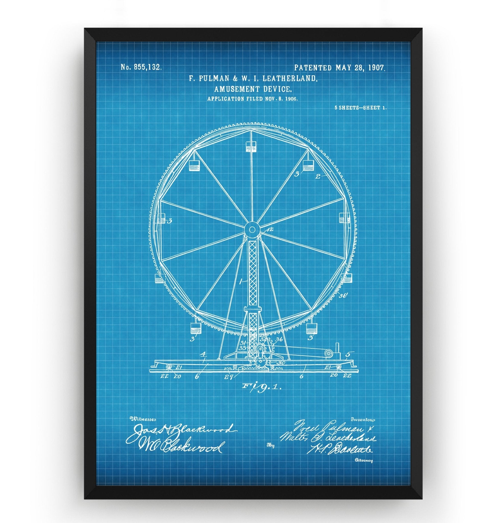 Ferris Wheel 1907 Patent Print - Magic Posters