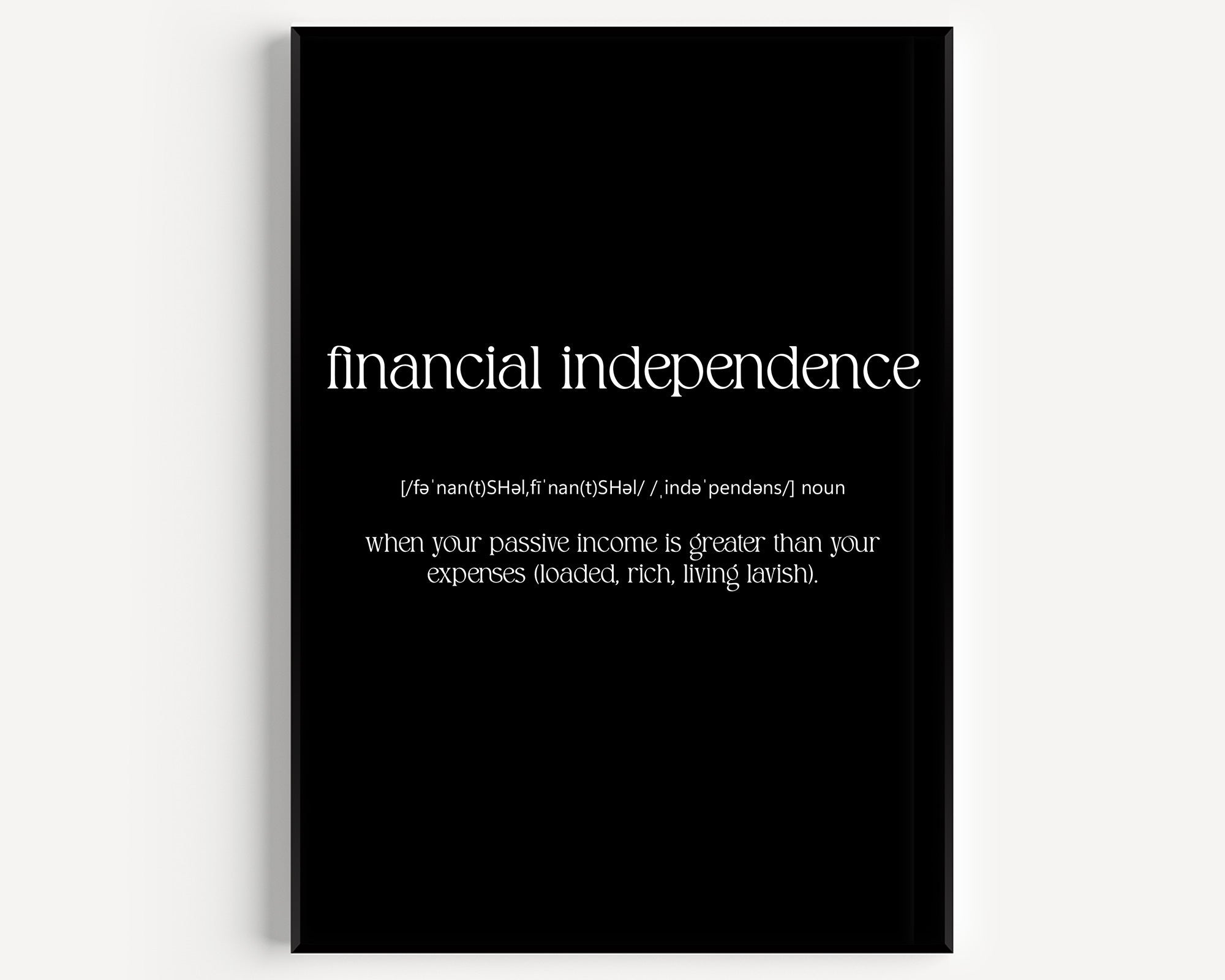 Financial Independence Definition Print - Magic Posters
