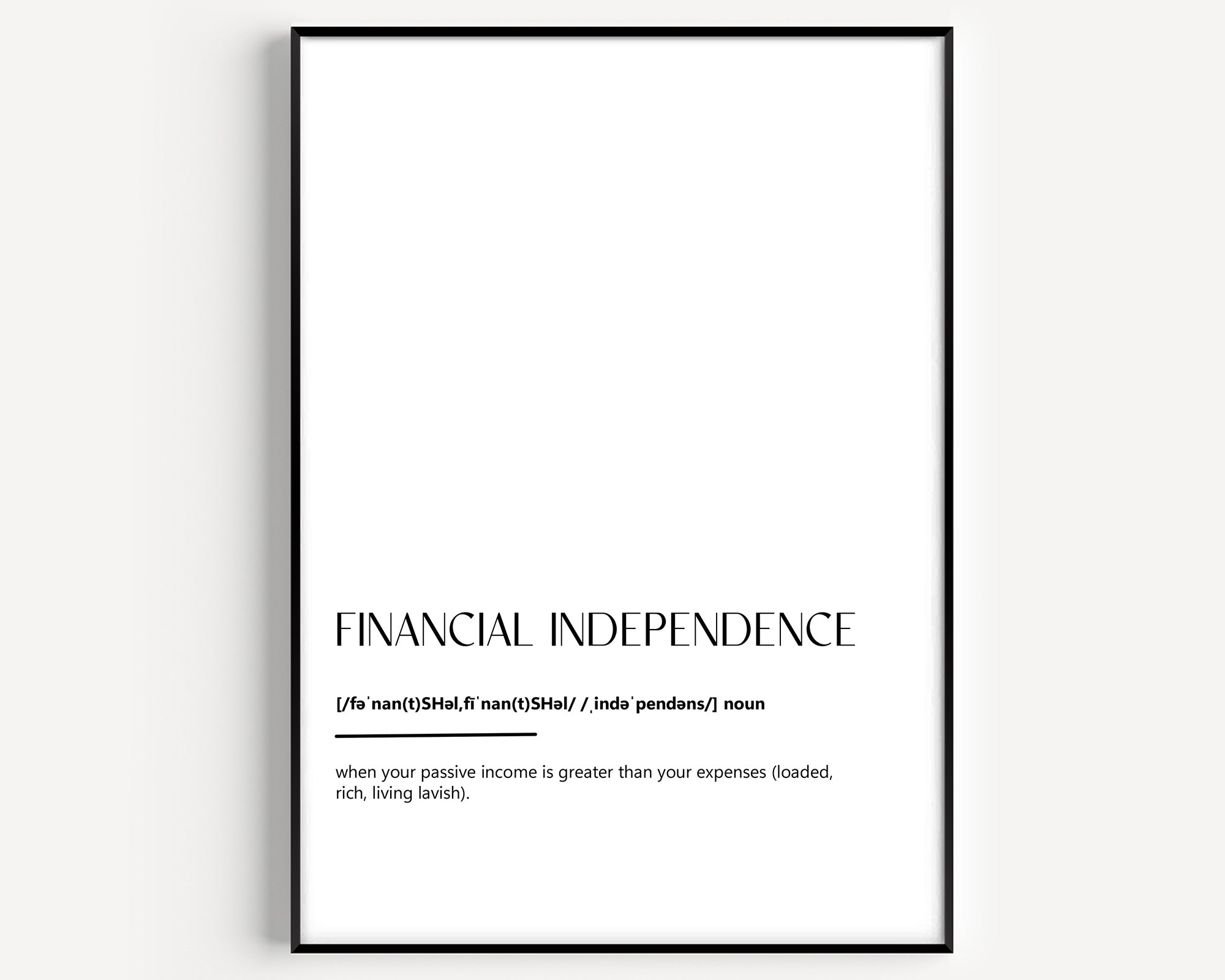 Financial Independence Definition Print - Magic Posters