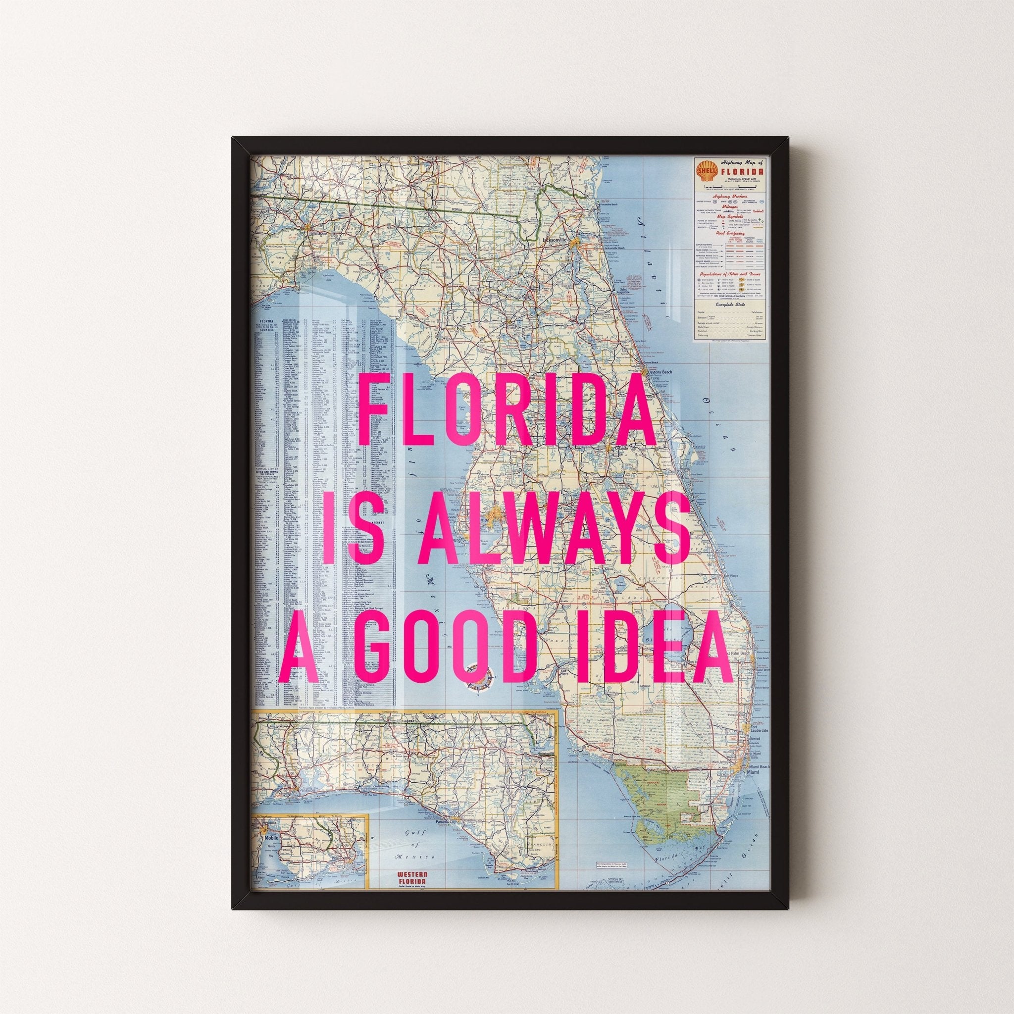 Florida Retro Pop Art Map Print - Magic Posters