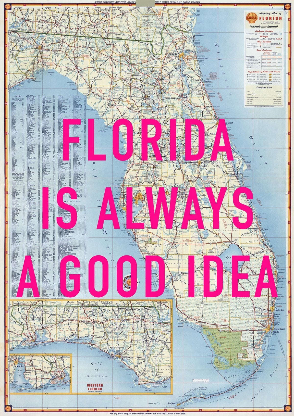 Florida Retro Pop Art Map Print
