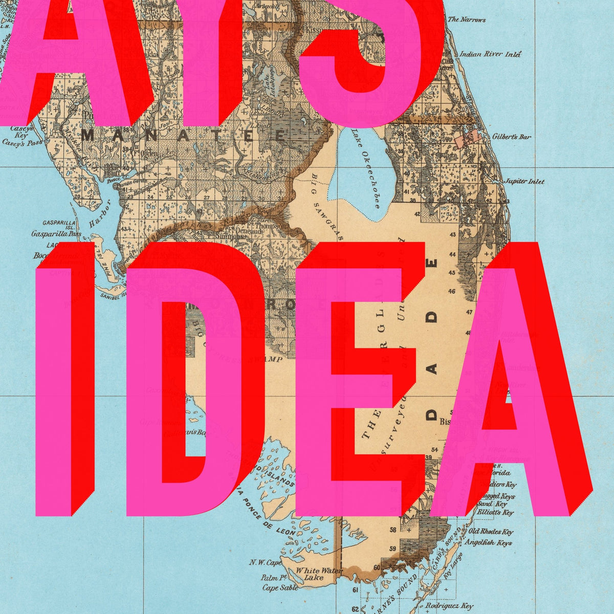 Florida Retro Pop Art Map Print