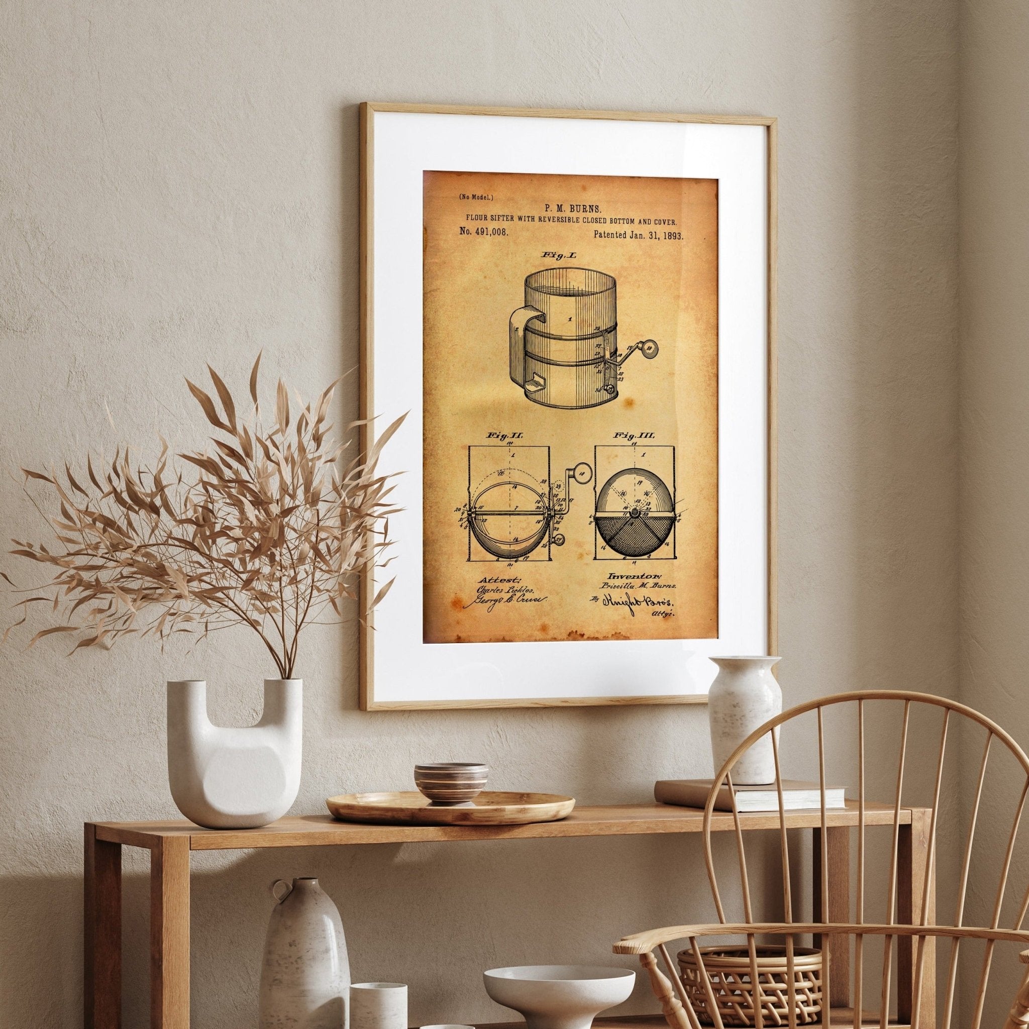 Flour Sifter 1893 Patent Print - Magic Posters