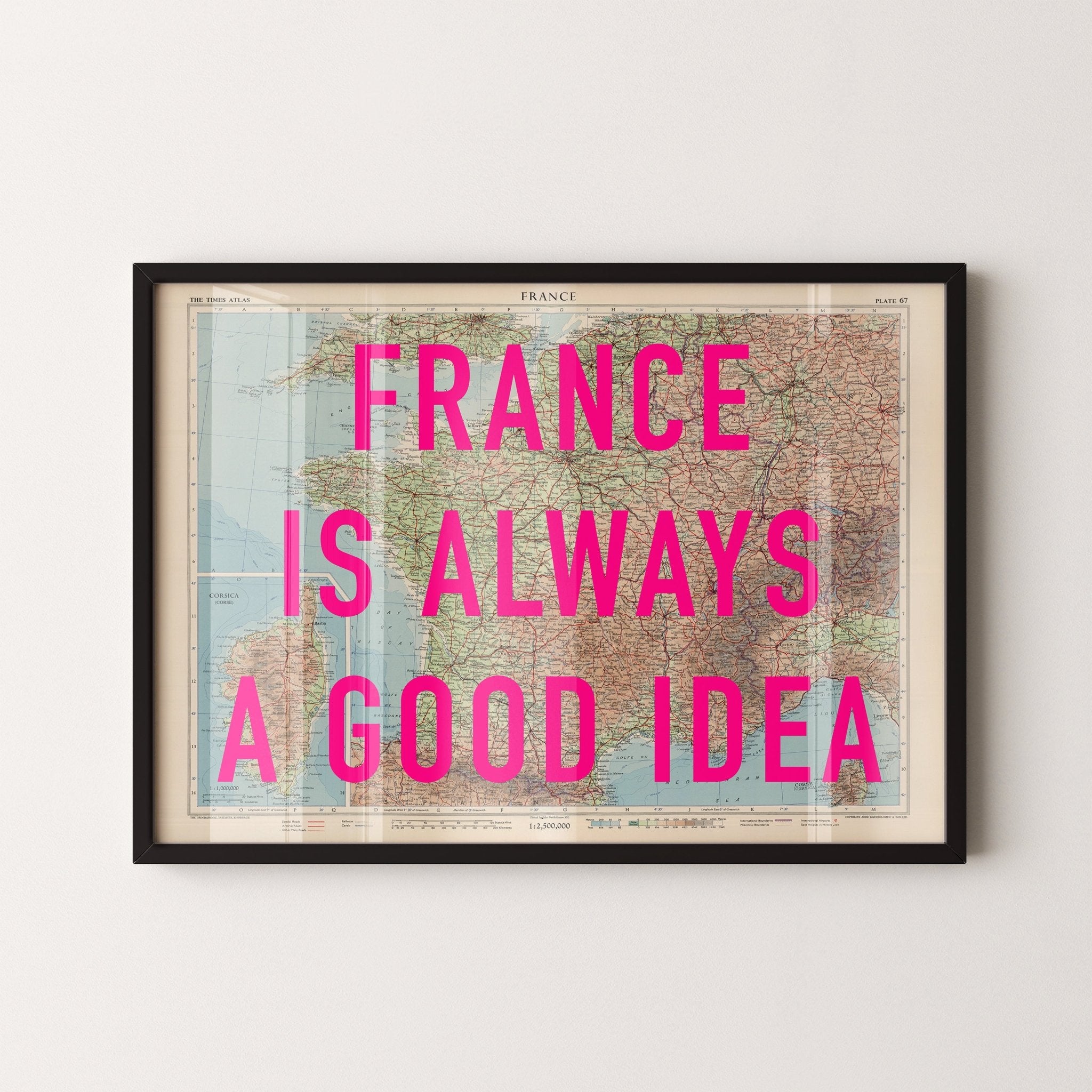 France Retro Pop Art Map Print - Magic Posters