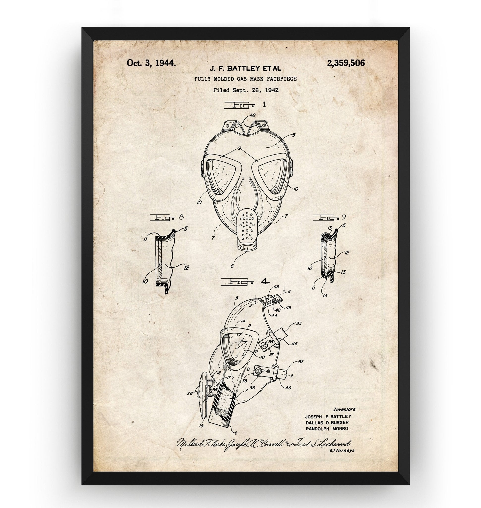 Gas Mask 1944 Patent Print - Magic Posters