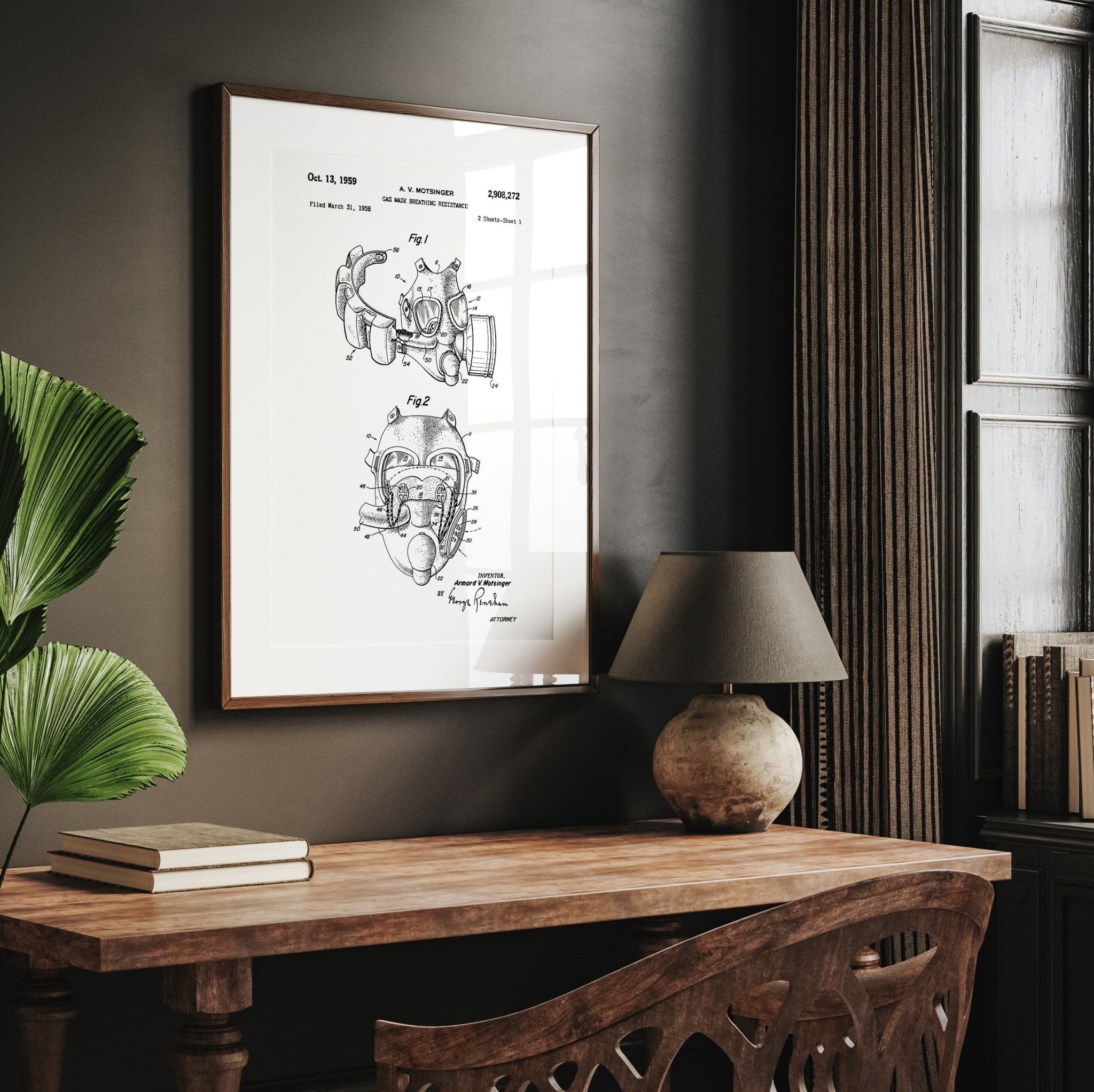 Gas Mask Breathing Resistance 1959 Patent Print - Magic Posters