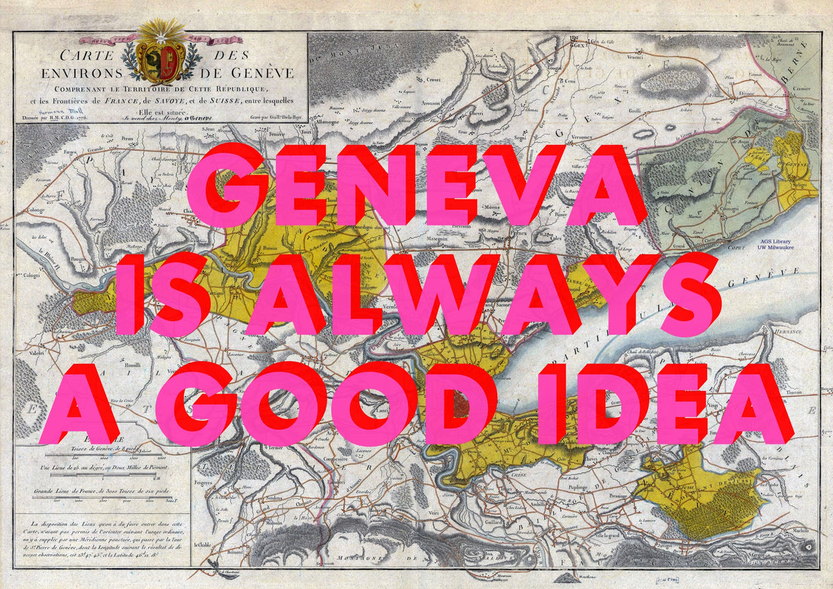 Geneva Retro Pop Art Map Print (landscape)