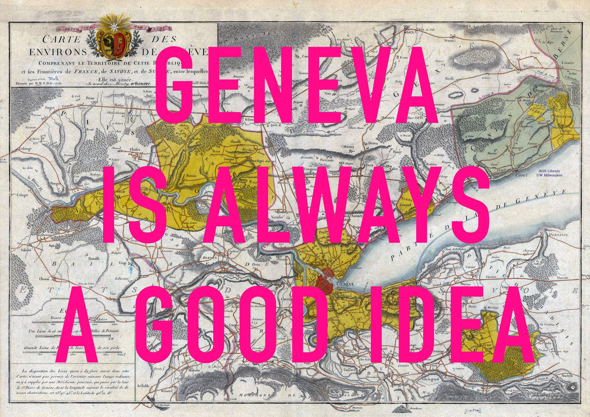 Geneva Retro Pop Art Map Print (landscape)