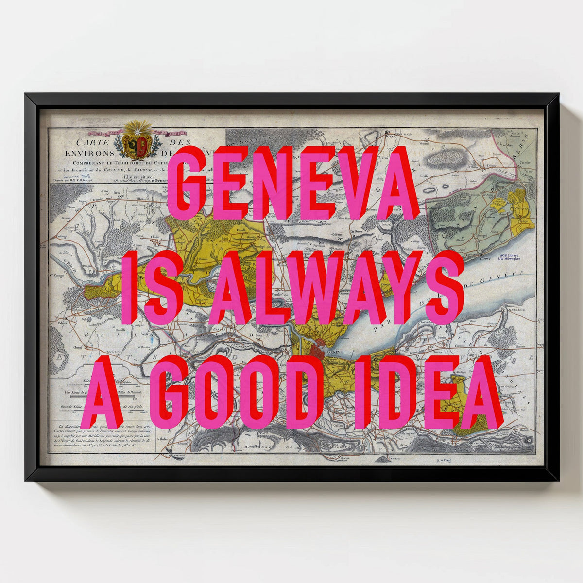 Geneva Retro Pop Art Map Print (landscape) - Magic Posters