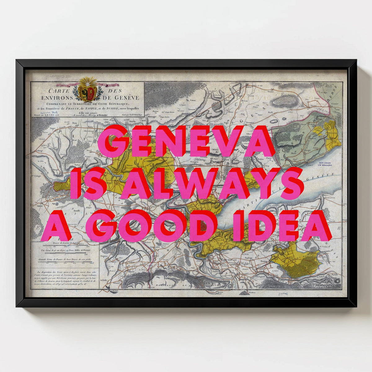 Geneva Retro Pop Art Map Print (landscape) - Magic Posters