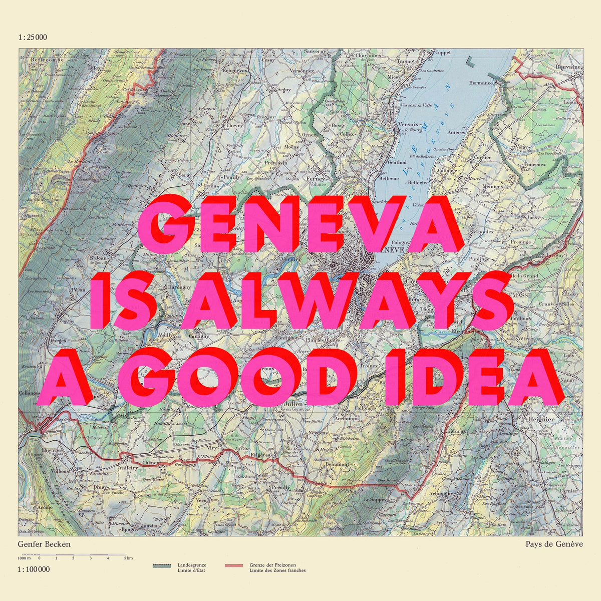 Geneva Retro Pop Art Map Print (square) - Magic Posters