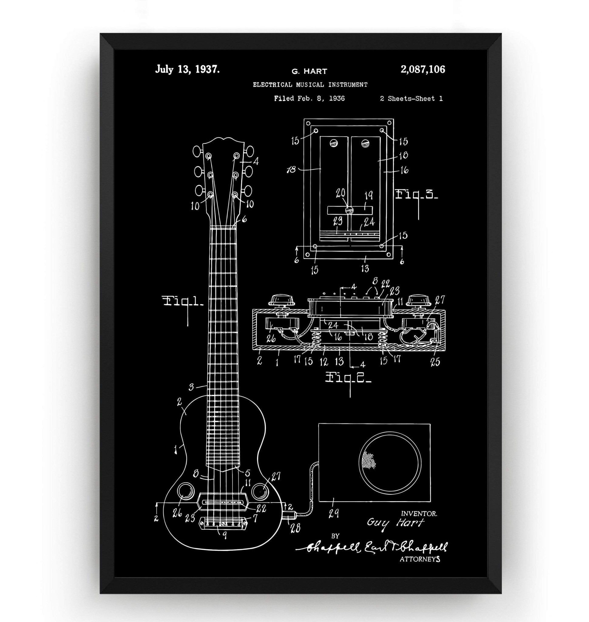 Gibson E-150 Guitar Patent Print - Magic Posters