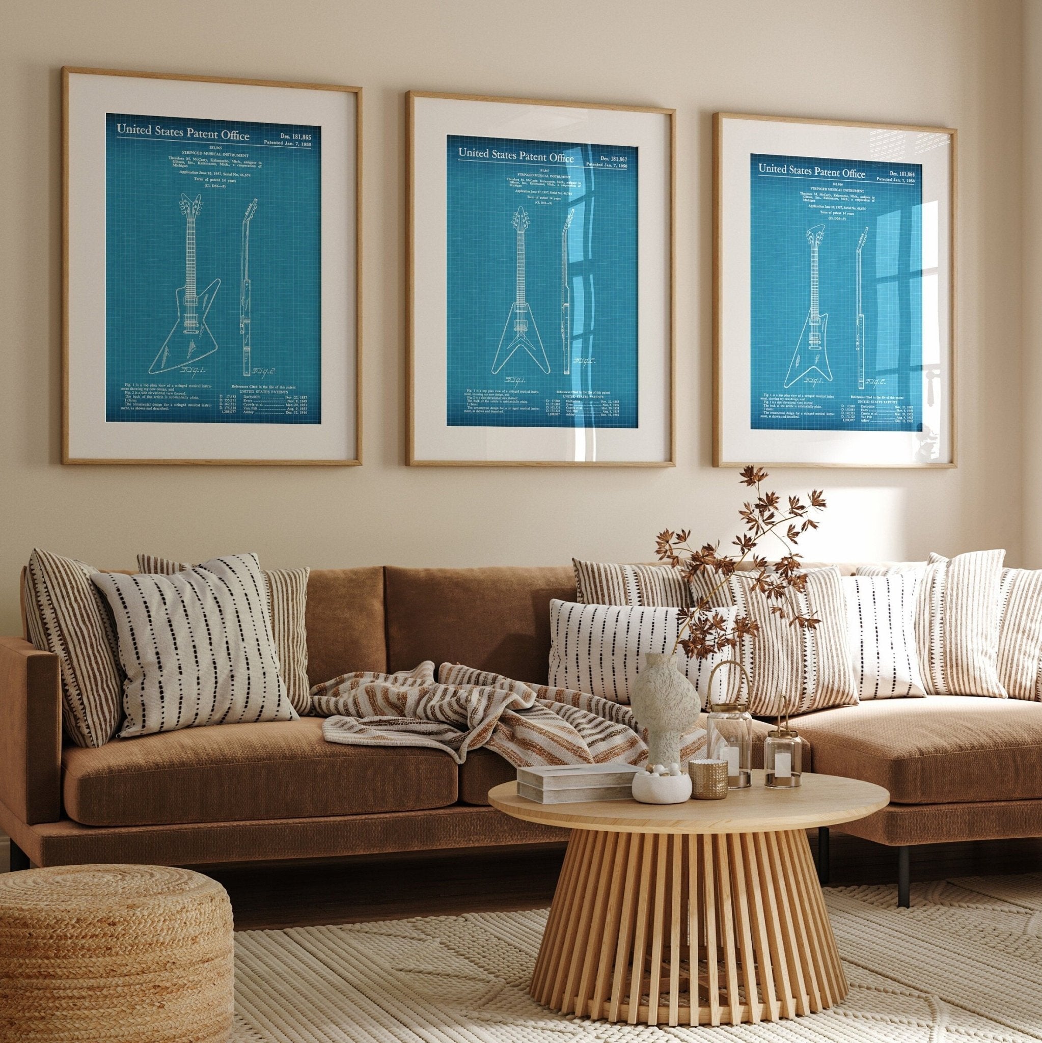 Gibson Rock Guitars Set Of 3 Patent Prints - Magic Posters