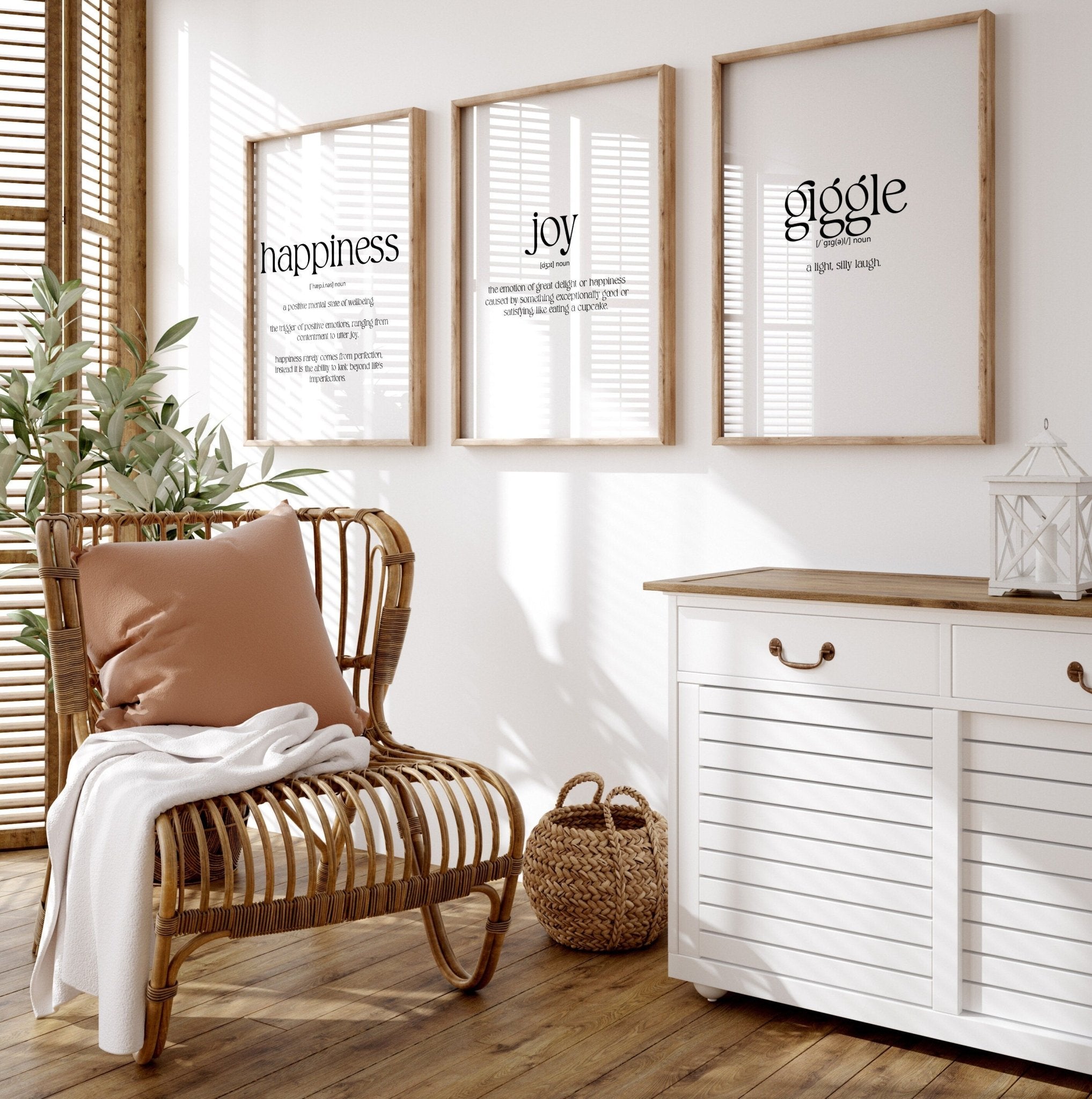 Giggle, Happiness, Joy Set Of 3 Definition Prints - Magic Posters