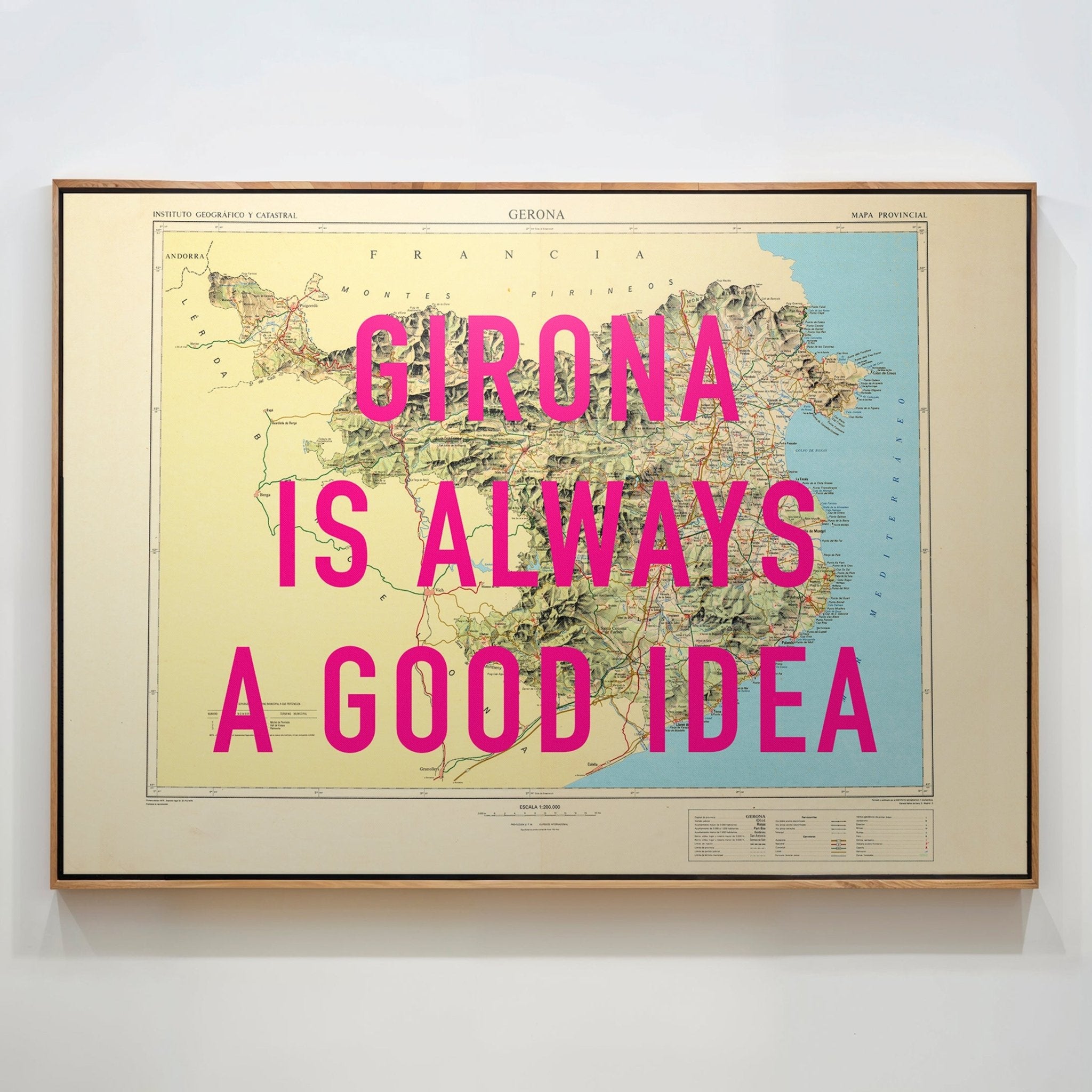 Girona Retro Pop Art Map Print Spain (landscape) - Magic Posters