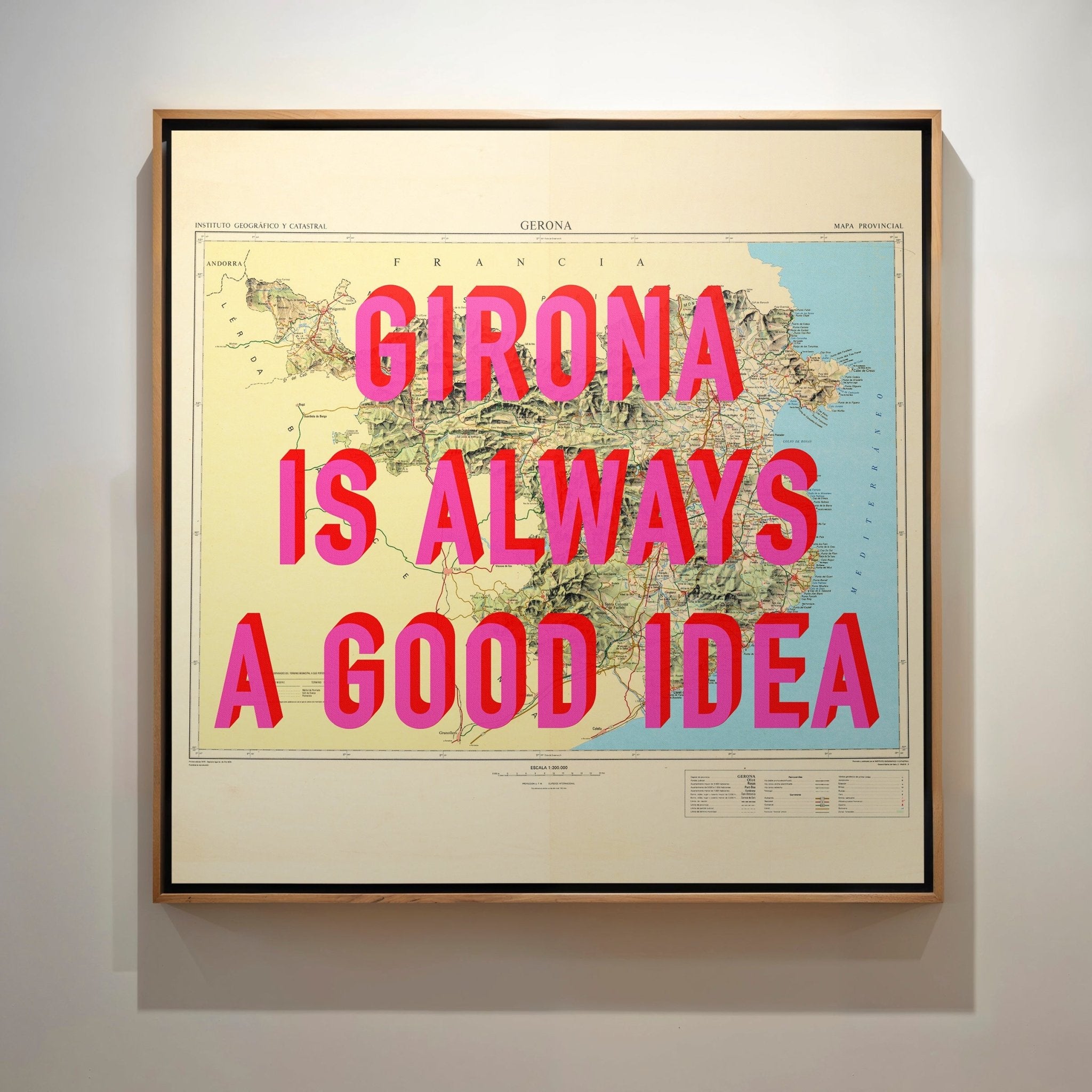 Girona Retro Pop Art Map Print (Square) - Magic Posters