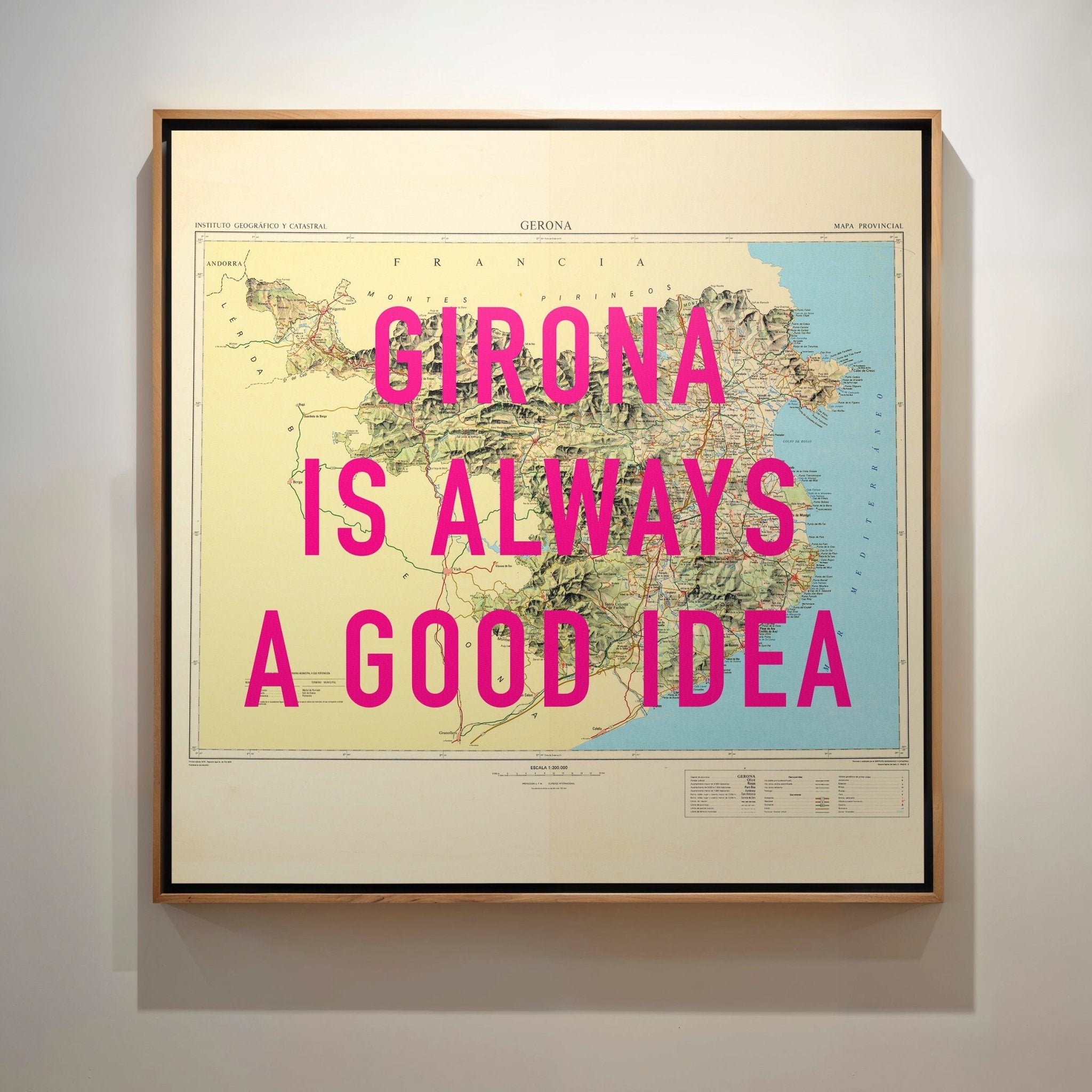 Girona Retro Pop Art Map Print (Square) - Magic Posters