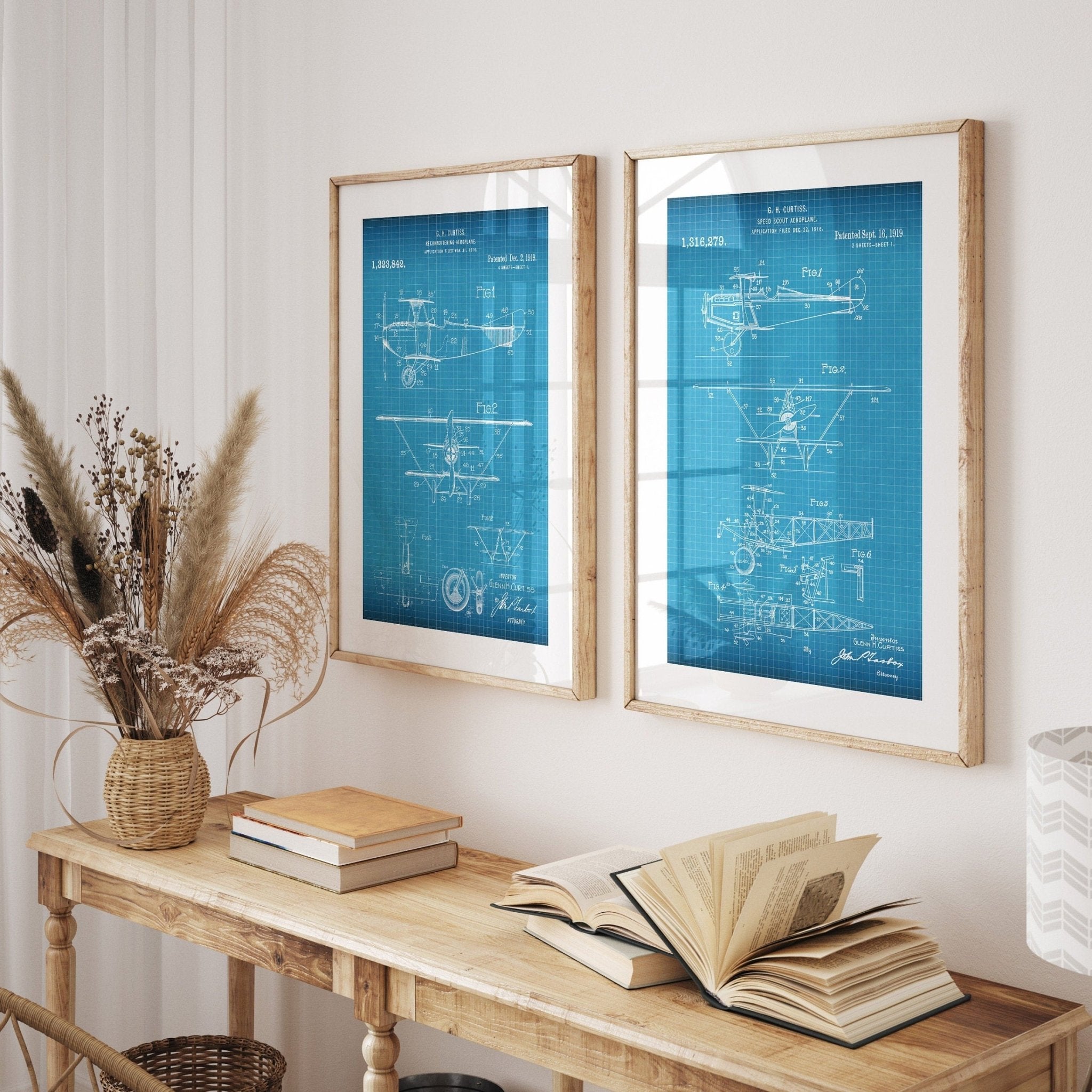 Glenn Curtiss Aeroplane Set Of 2 Patent Prints - Magic Posters