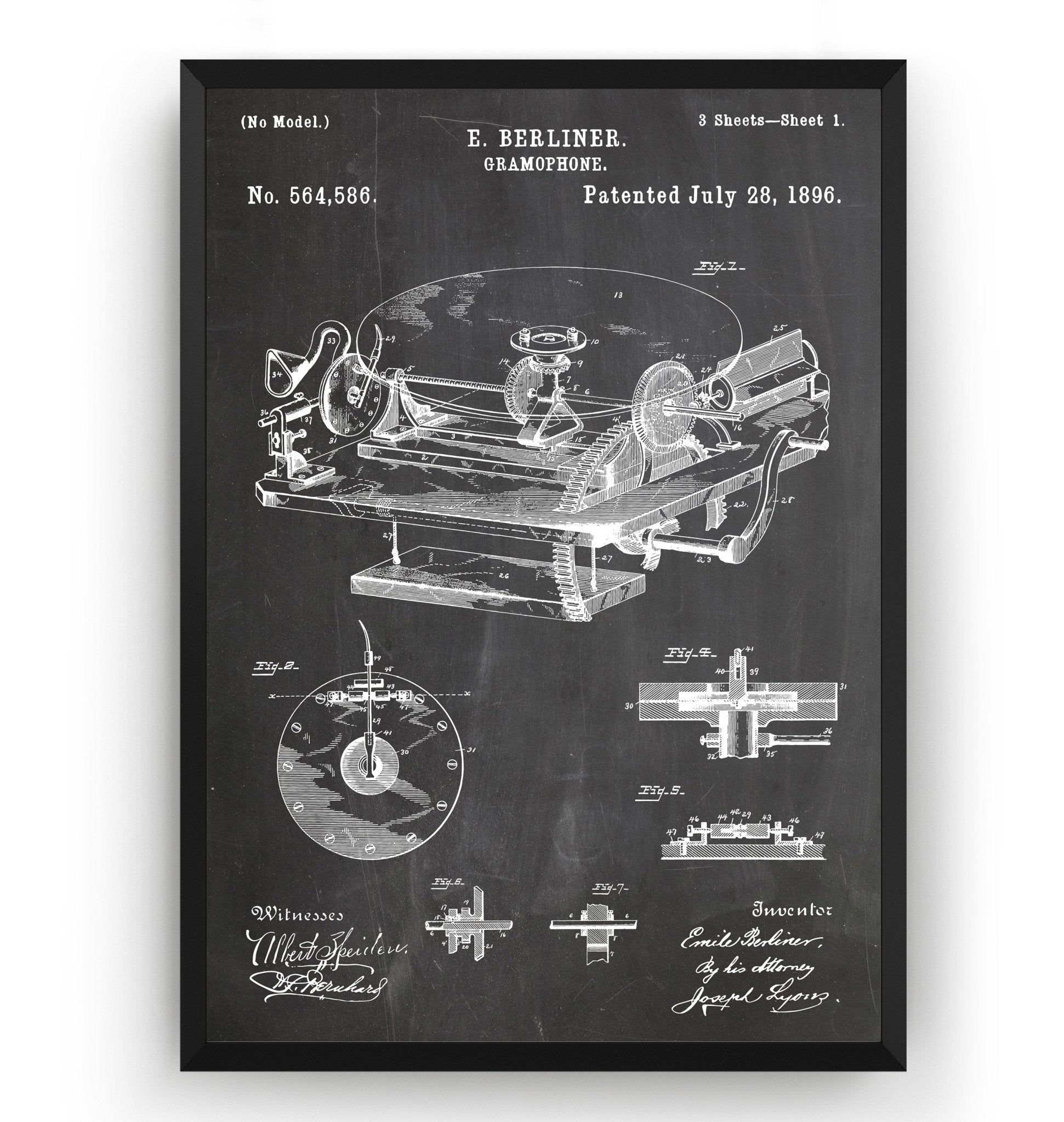 Gramophone 1896 Patent Print - Magic Posters
