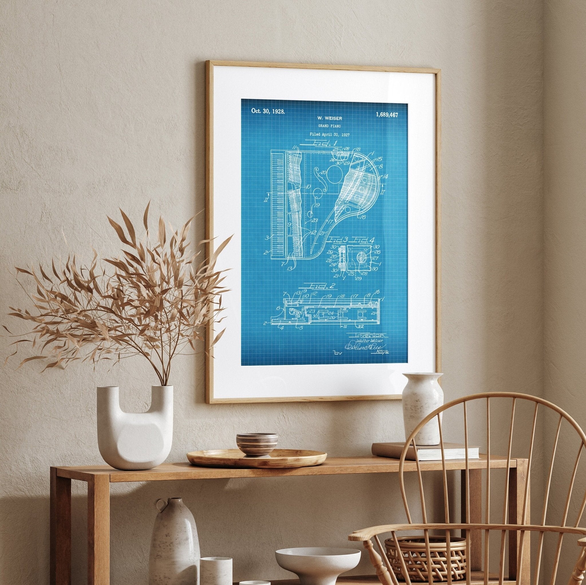 Grand Piano 1928 Patent Print - Magic Posters