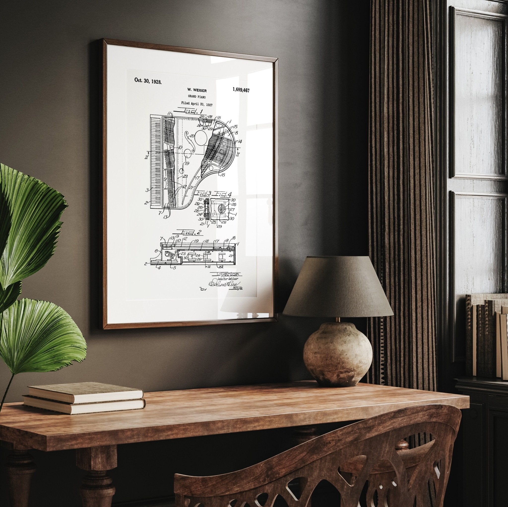 Grand Piano 1928 Patent Print - Magic Posters