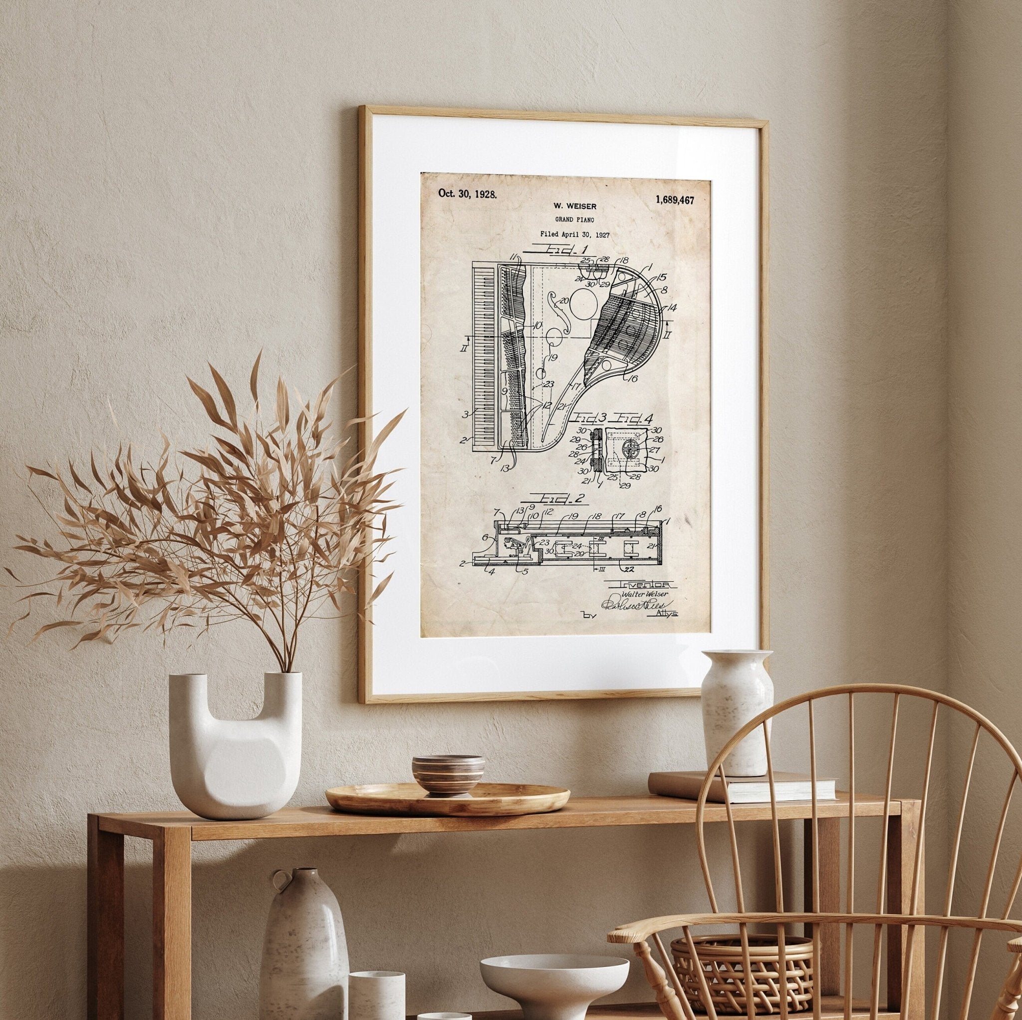 Grand Piano 1928 Patent Print - Magic Posters