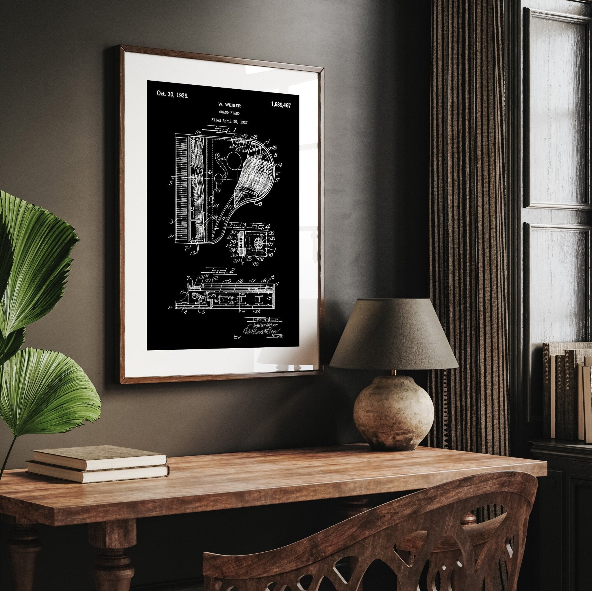 Grand Piano 1928 Patent Print - Magic Posters