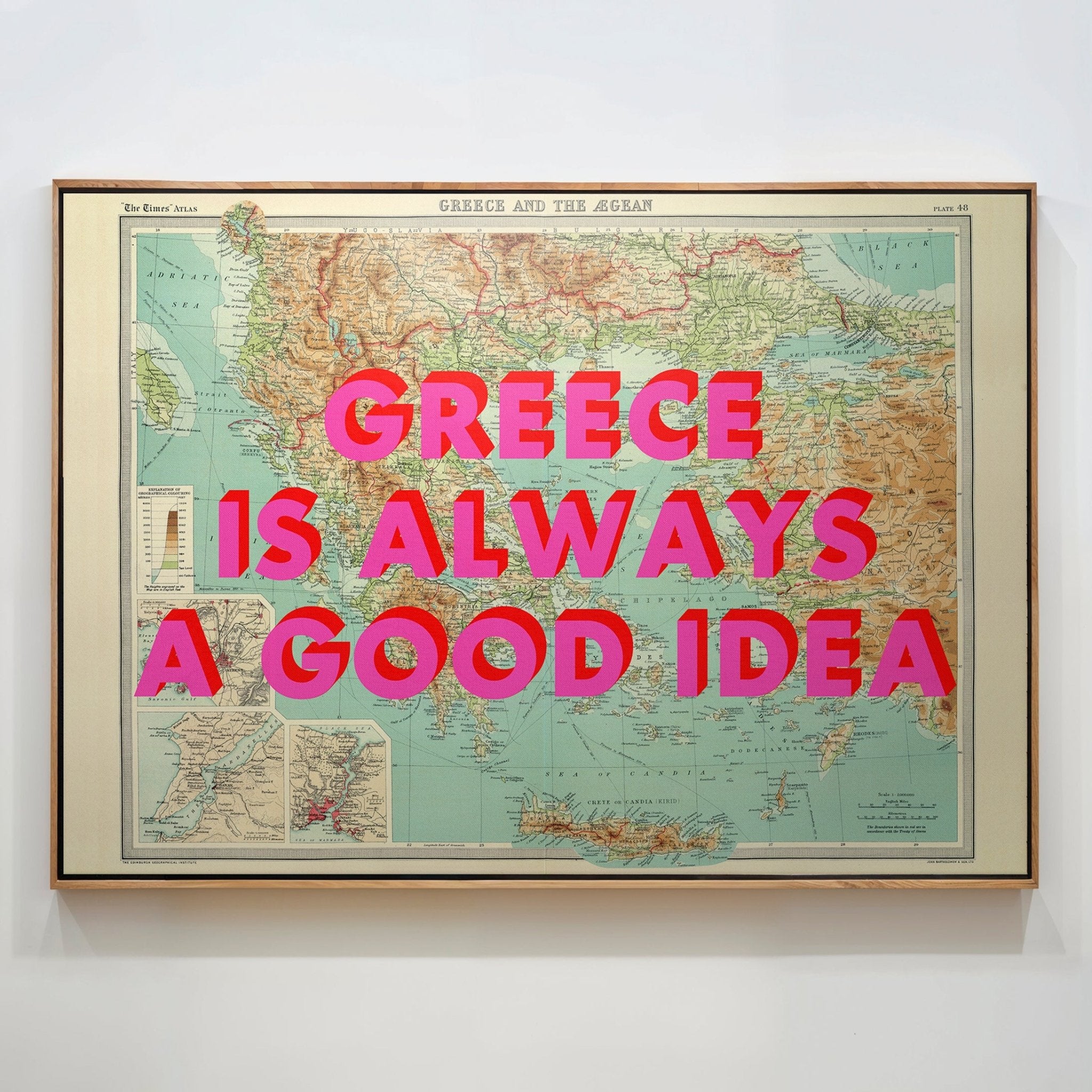 Greece Retro Pop Art Map Print - Magic Posters