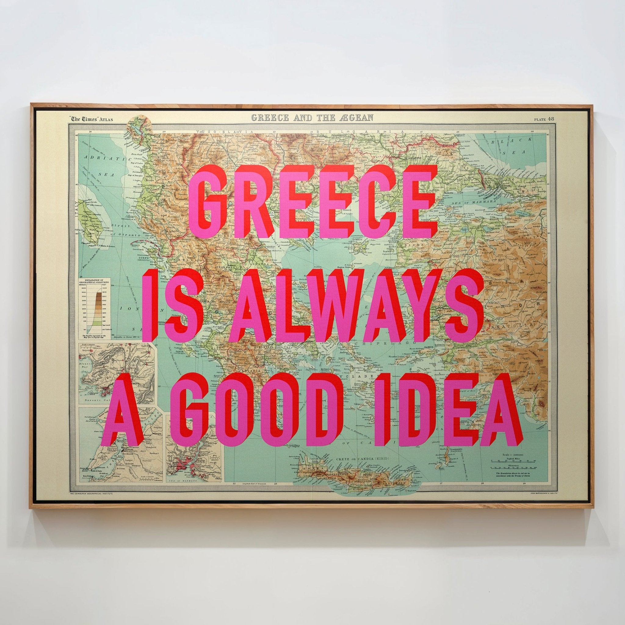 Greece Retro Pop Art Map Print - Magic Posters