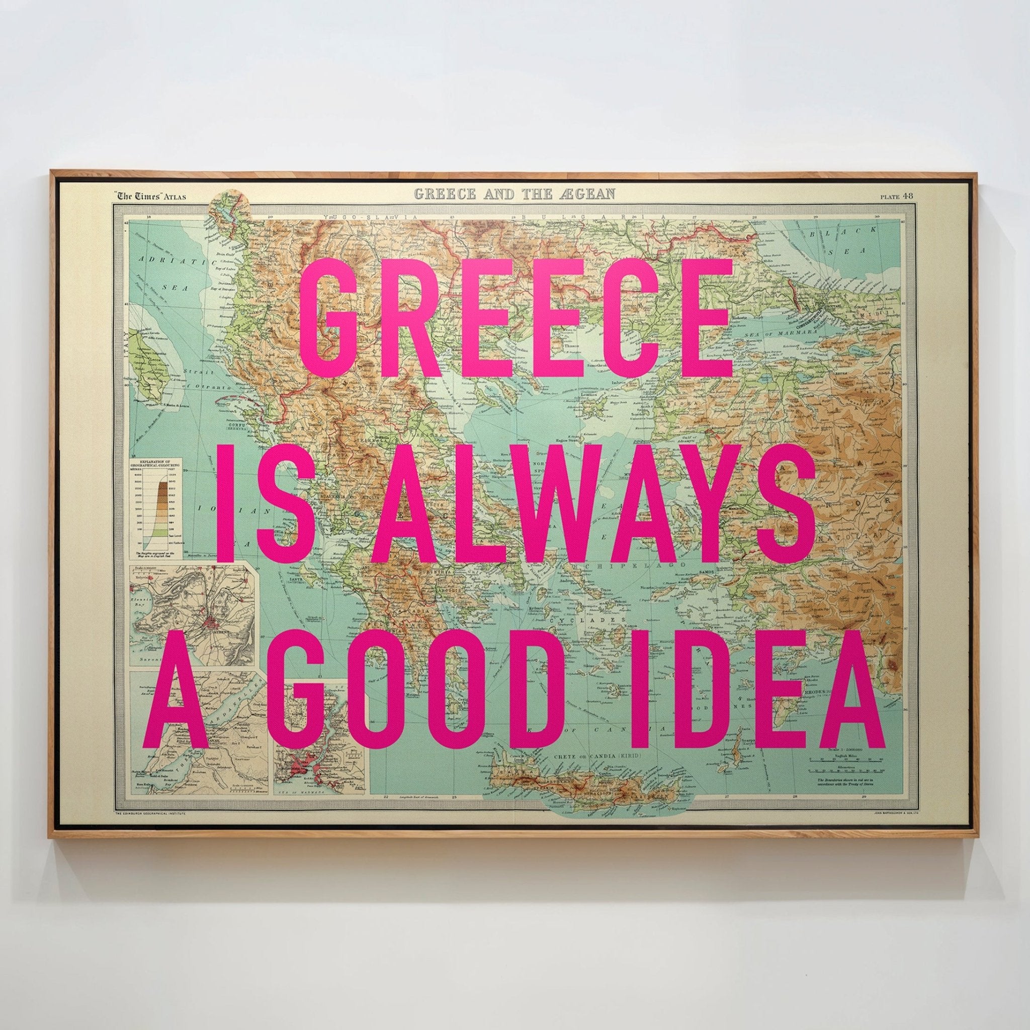 Greece Retro Pop Art Map Print - Magic Posters