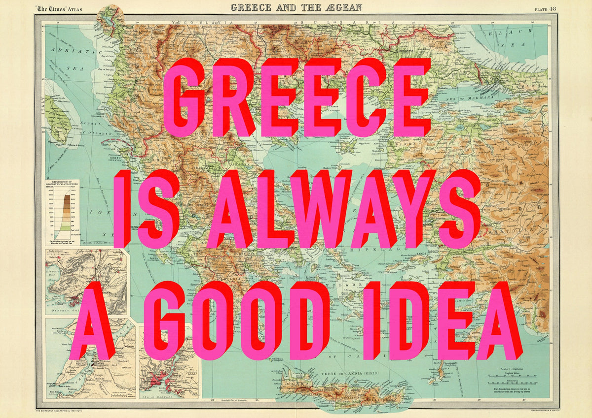 Greece Retro Pop Art Map Print
