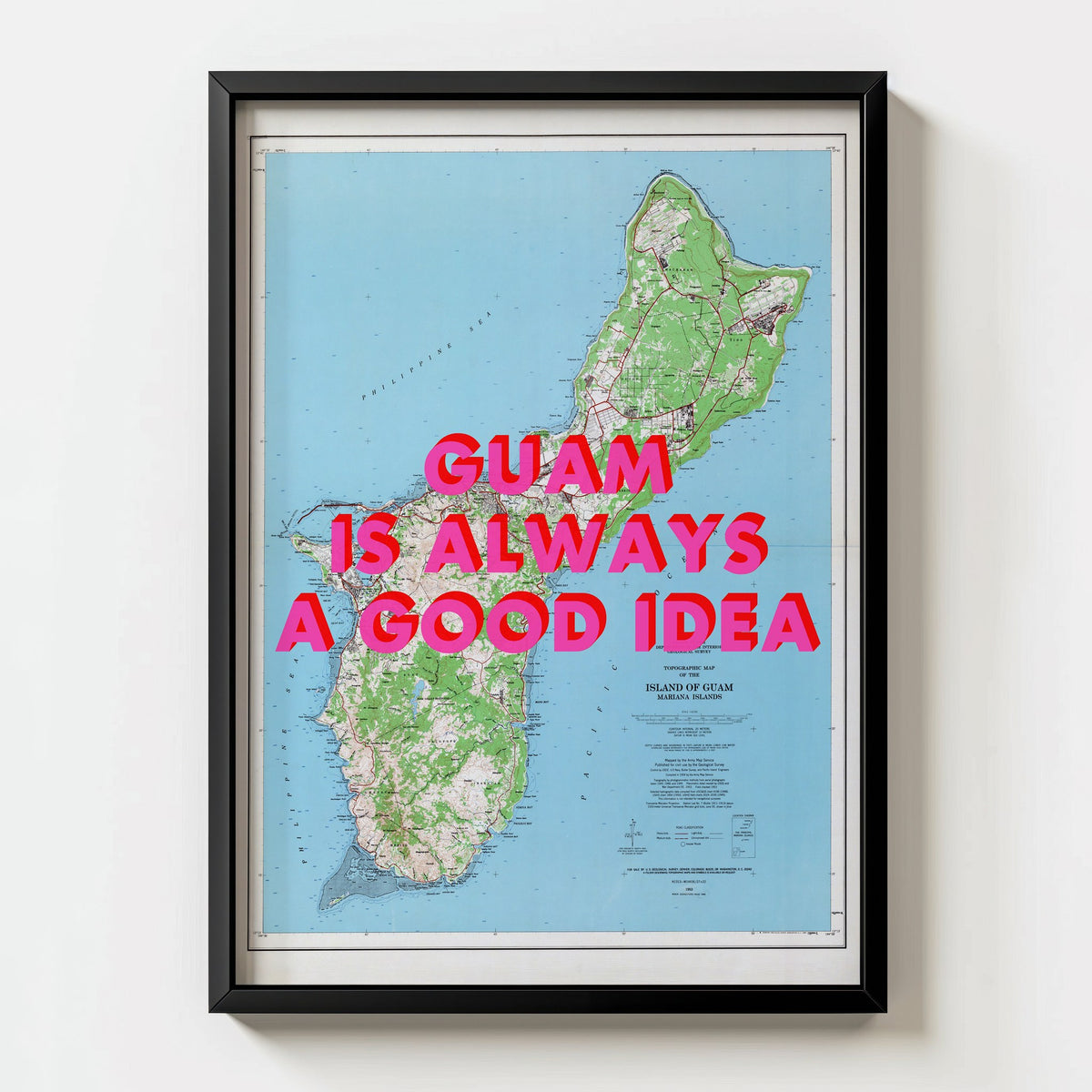 Guam Retro Pop Art Map Print (portrait) - Magic Posters