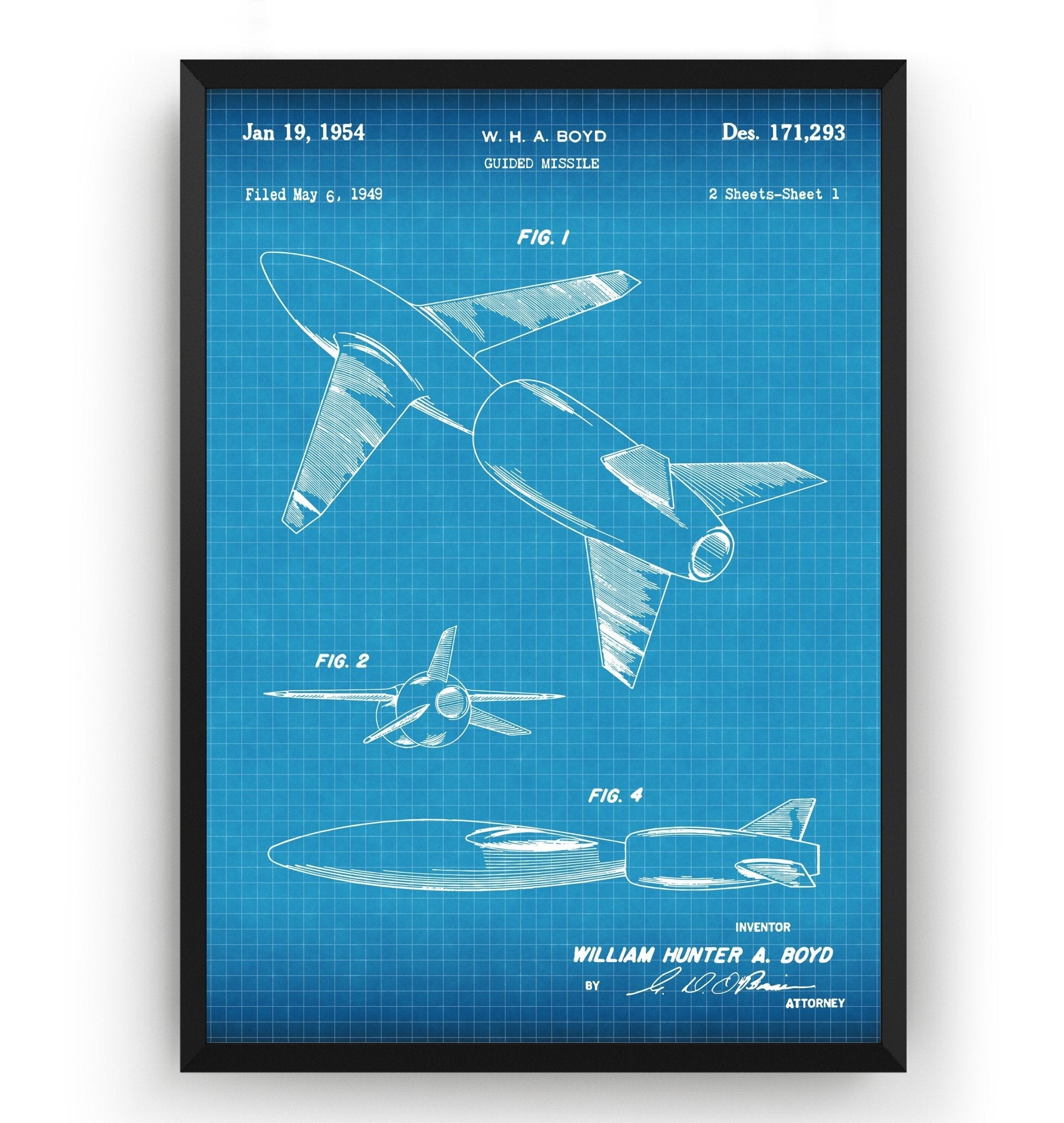 Guided Missile 1954 Patent Print - Magic Posters