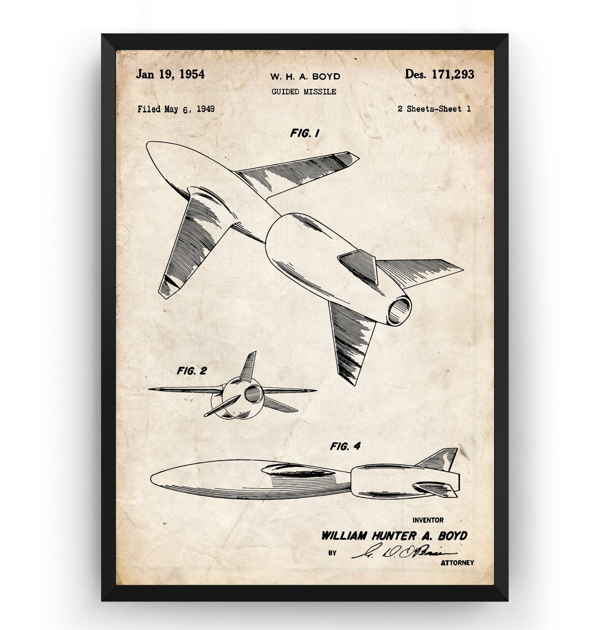 Guided Missile 1954 Patent Print - Magic Posters