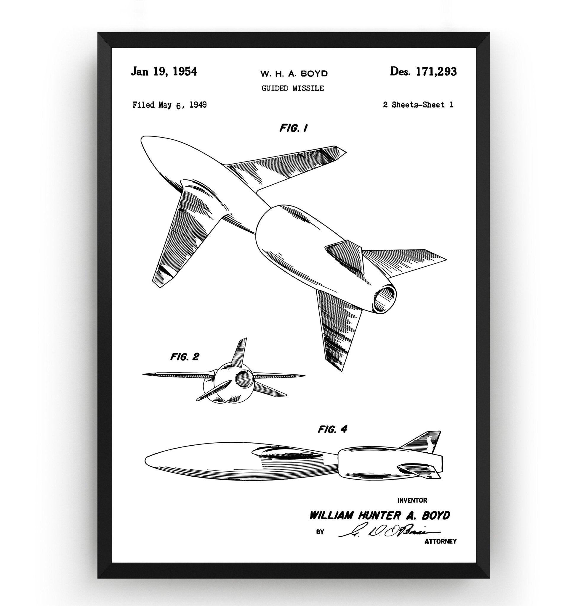 Guided Missile 1954 Patent Print - Magic Posters