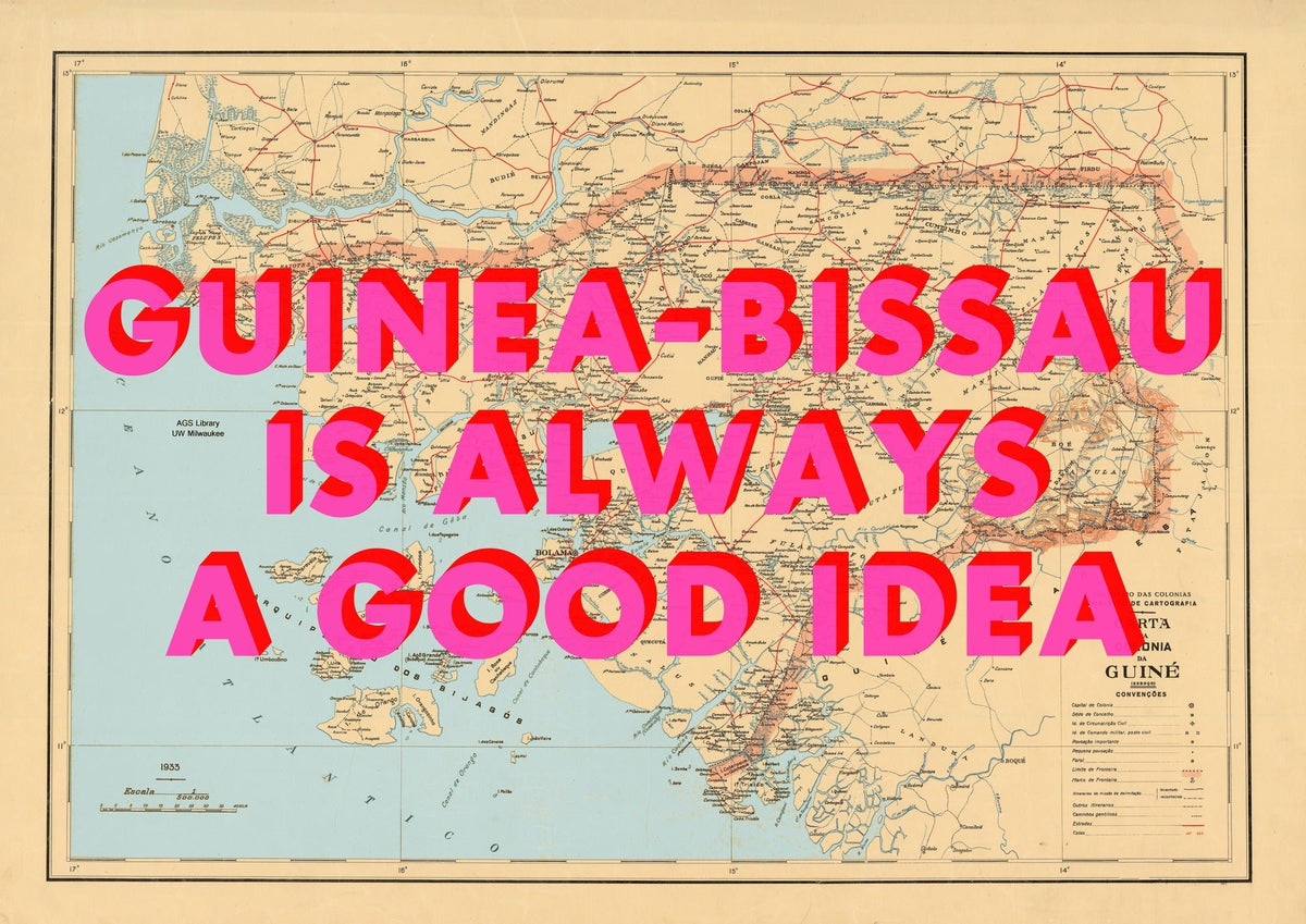 Guinea-Bissau Retro Pop Art Map Print (landscape)