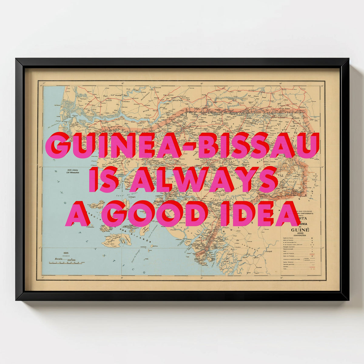 Guinea-Bissau Retro Pop Art Map Print (landscape) - Magic Posters