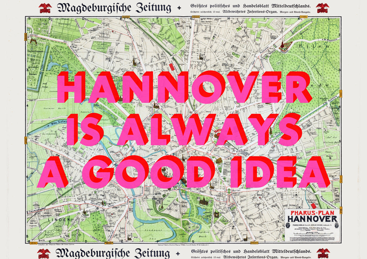 Hannover Retro Pop Art Map Print (landscape) - Magic Posters