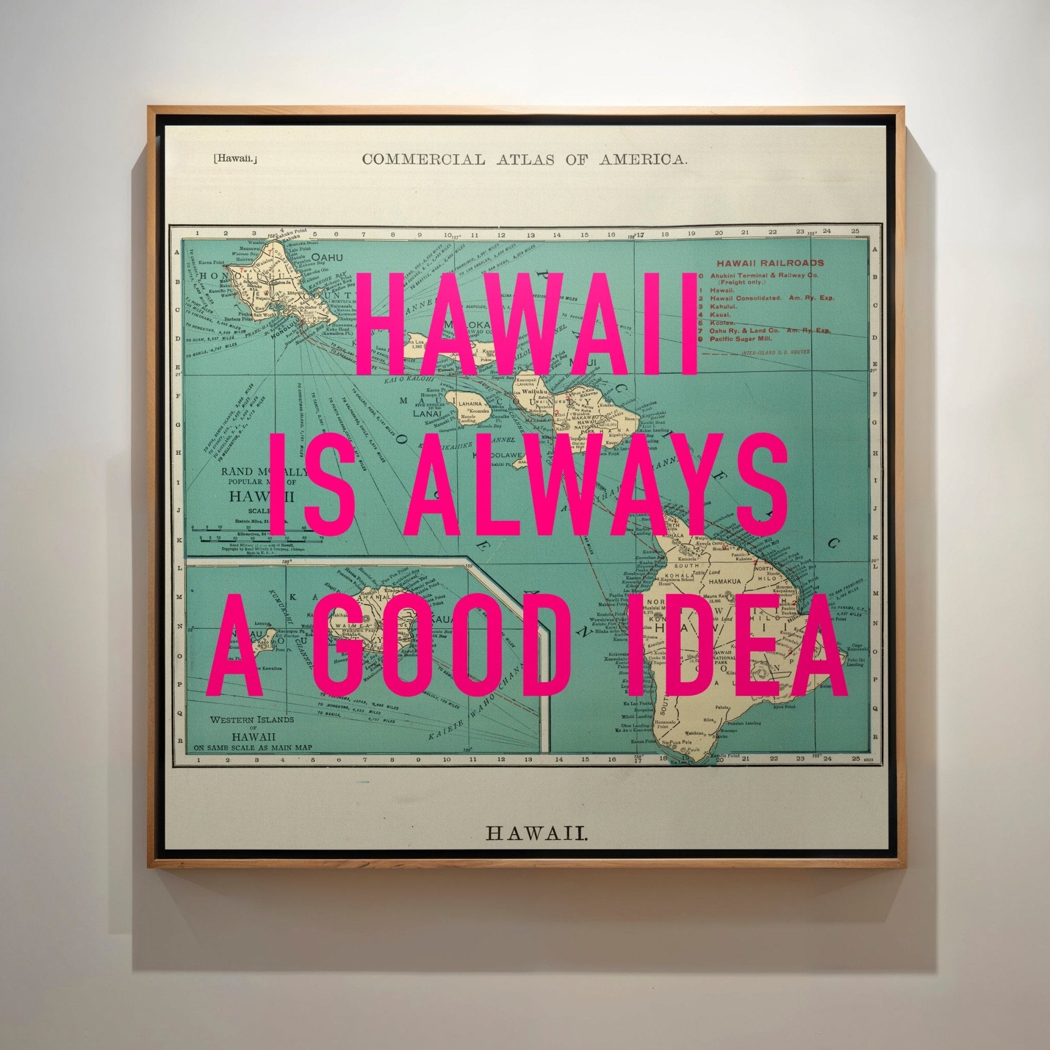 Hawaii Retro Pop Art Map Print (Square) - Magic Posters