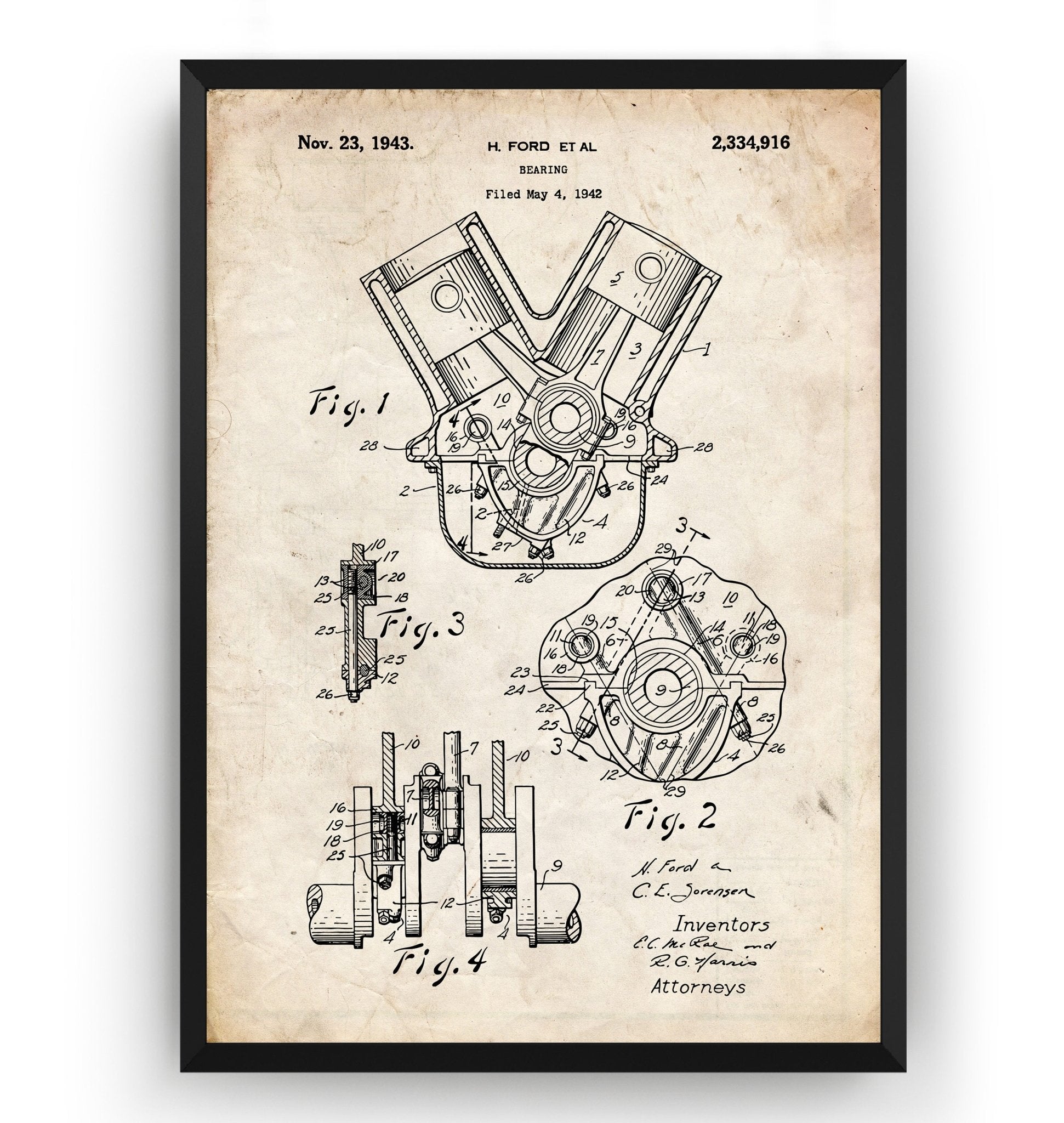 Henry Ford Bearings 1943 Patent Print - Magic Posters